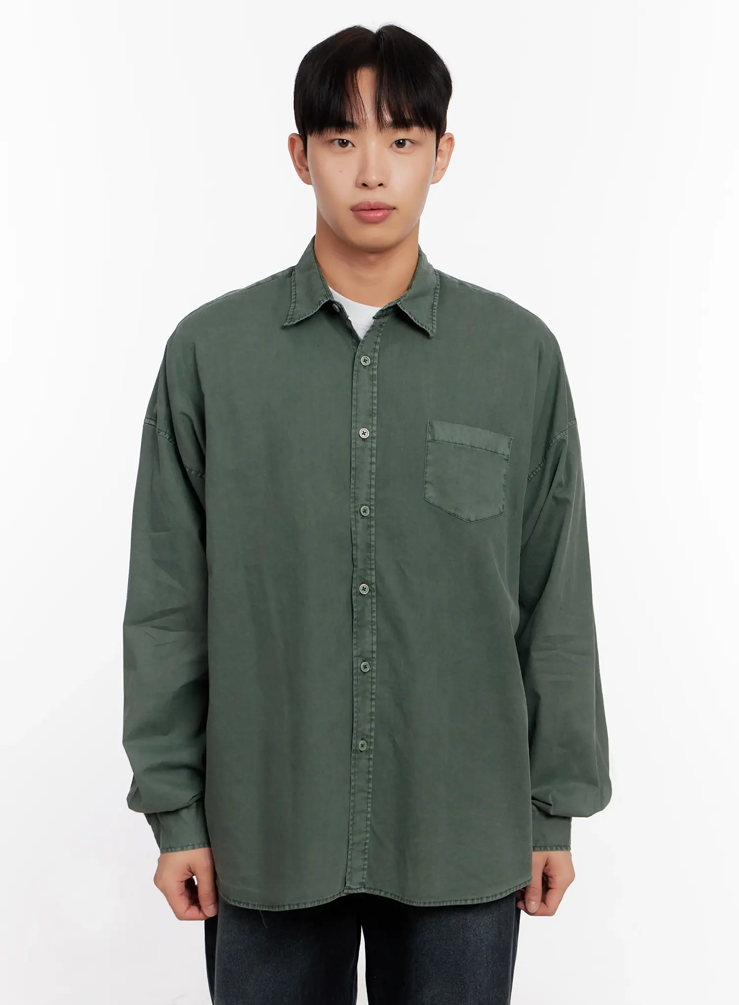 Men's Relaxed Fit Blue Cotton Shirt IO528 - Image 15
