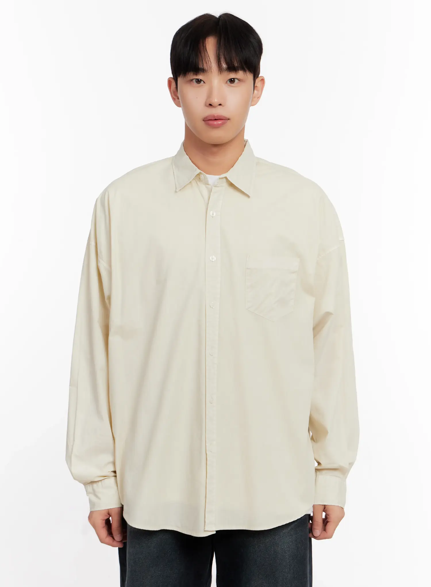 Men's Relaxed Fit Blue Cotton Shirt IO528 - Image 16