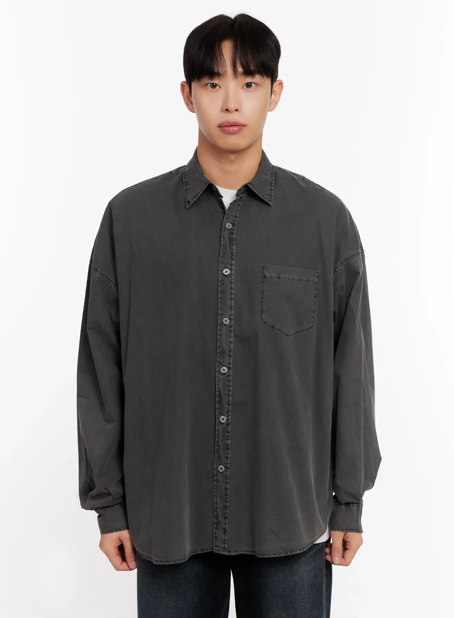 Men's Relaxed Fit Blue Cotton Shirt IO528 - Image 17