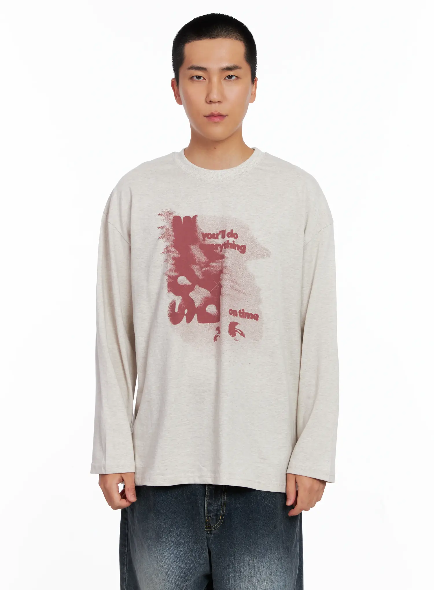 Men's Retro Print Oversized Long Sleeve Shirt IS509 - Image 12