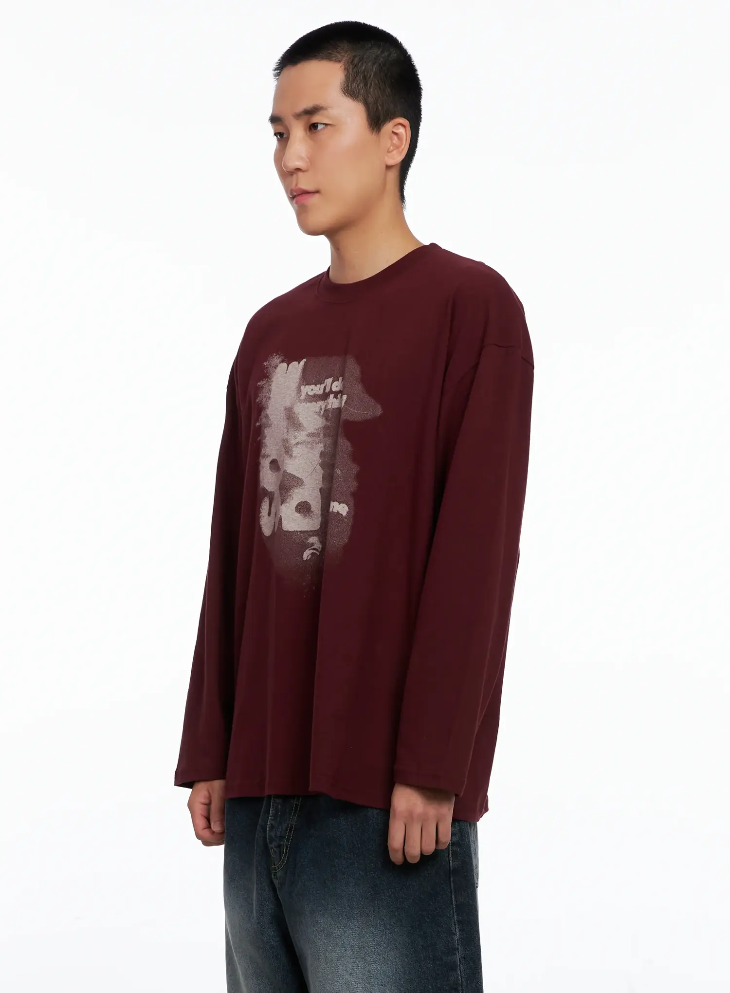 Men's Retro Print Oversized Long Sleeve Shirt IS509 - Image 4