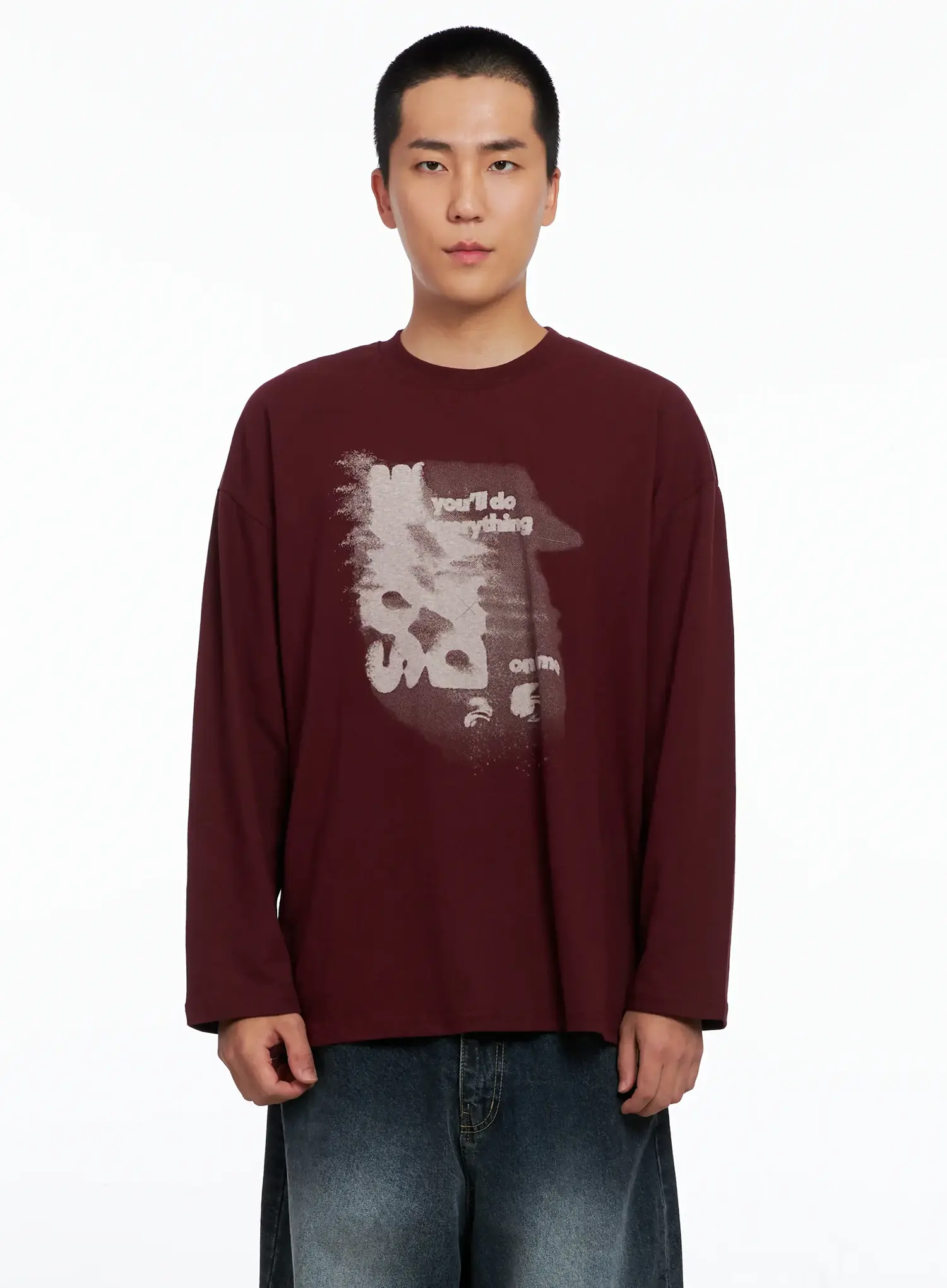 Men's Retro Print Oversized Long Sleeve Shirt IS509 - Image 9