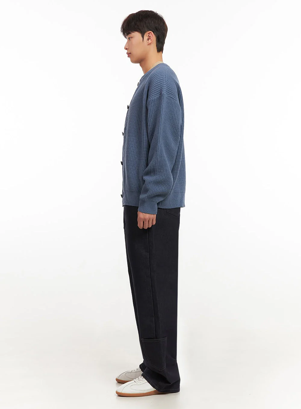Men's Ribbed Buttoned Round-Neck Cardigan IF517 - Image 7