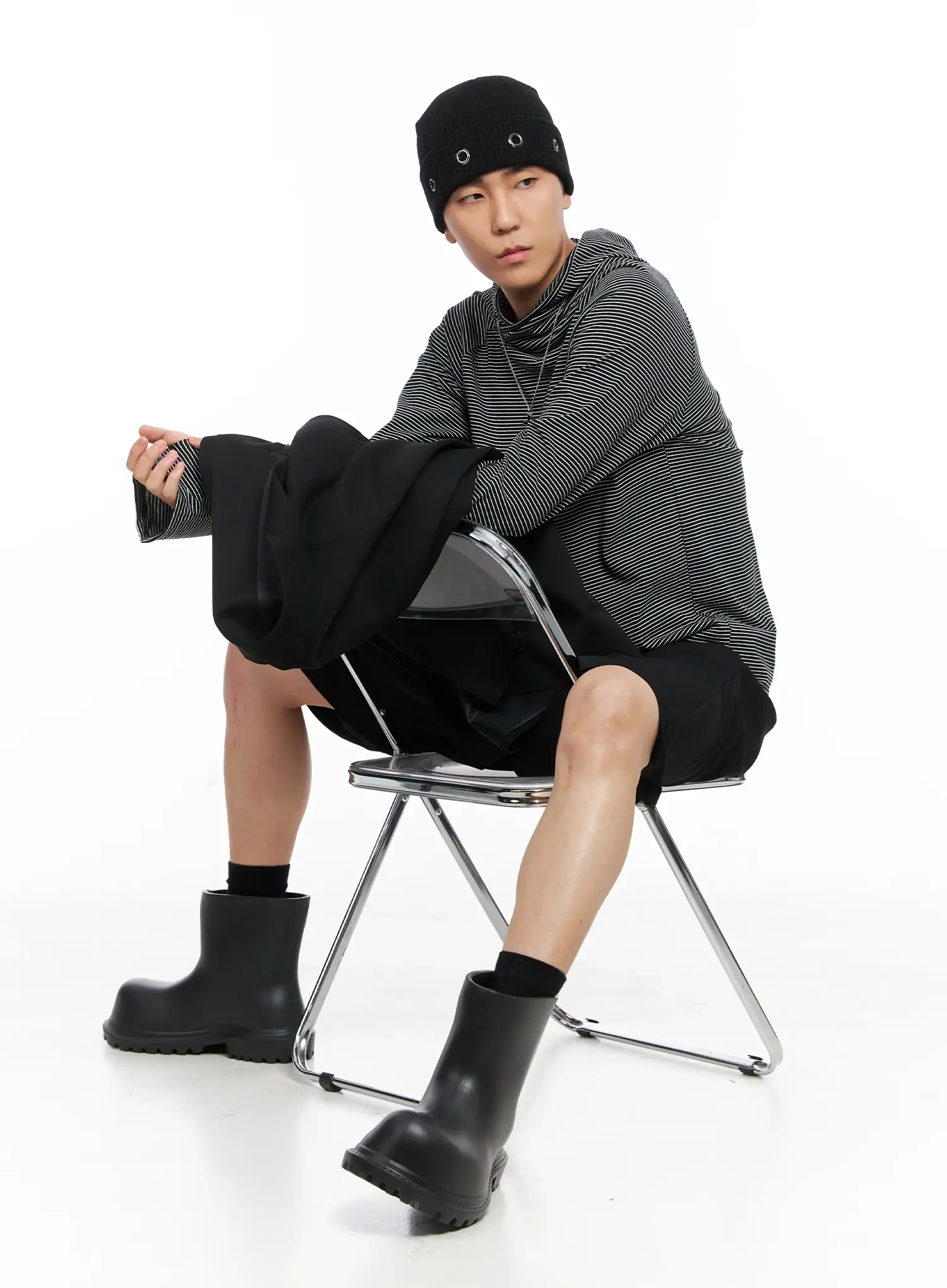 Men's Ribbed Eyelet Beanie IS502 - Image 2