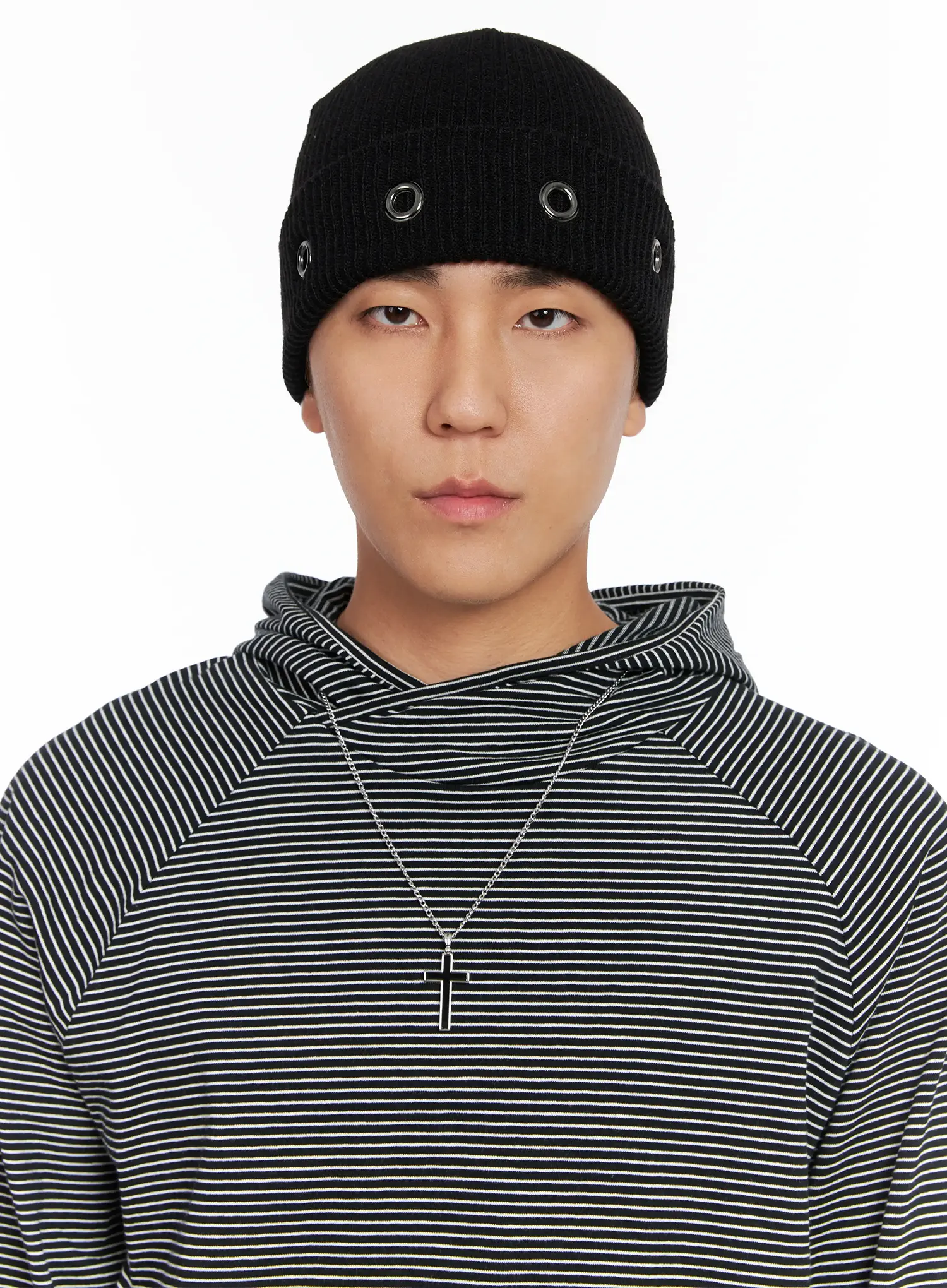 Men's Ribbed Eyelet Beanie IS502 - Image 4