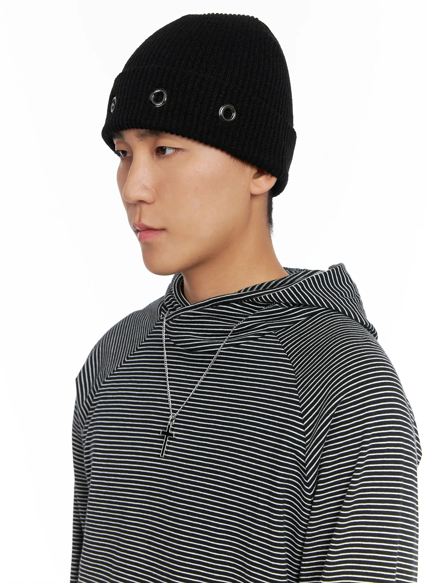 Men's Ribbed Eyelet Beanie IS502 - Image 5