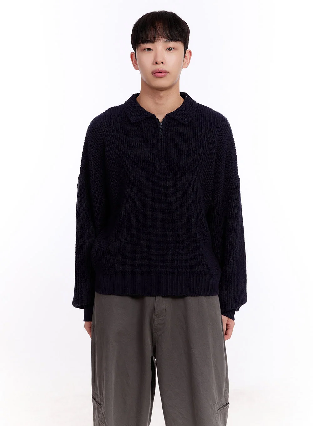 Men's Ribbed Half-Zip Sweater IM512 - Image 19
