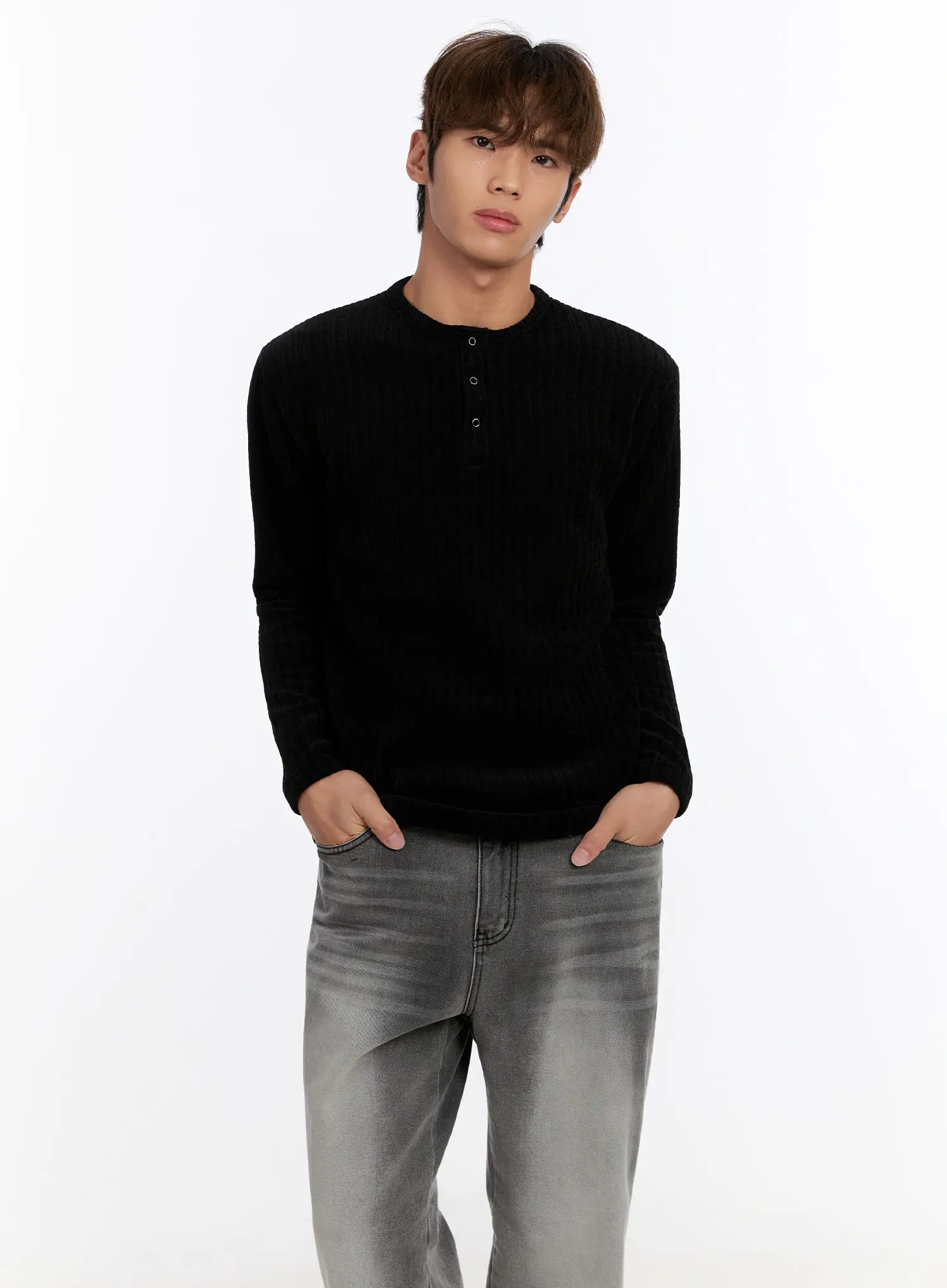 Men's Ribbed Henley Sweater IN528