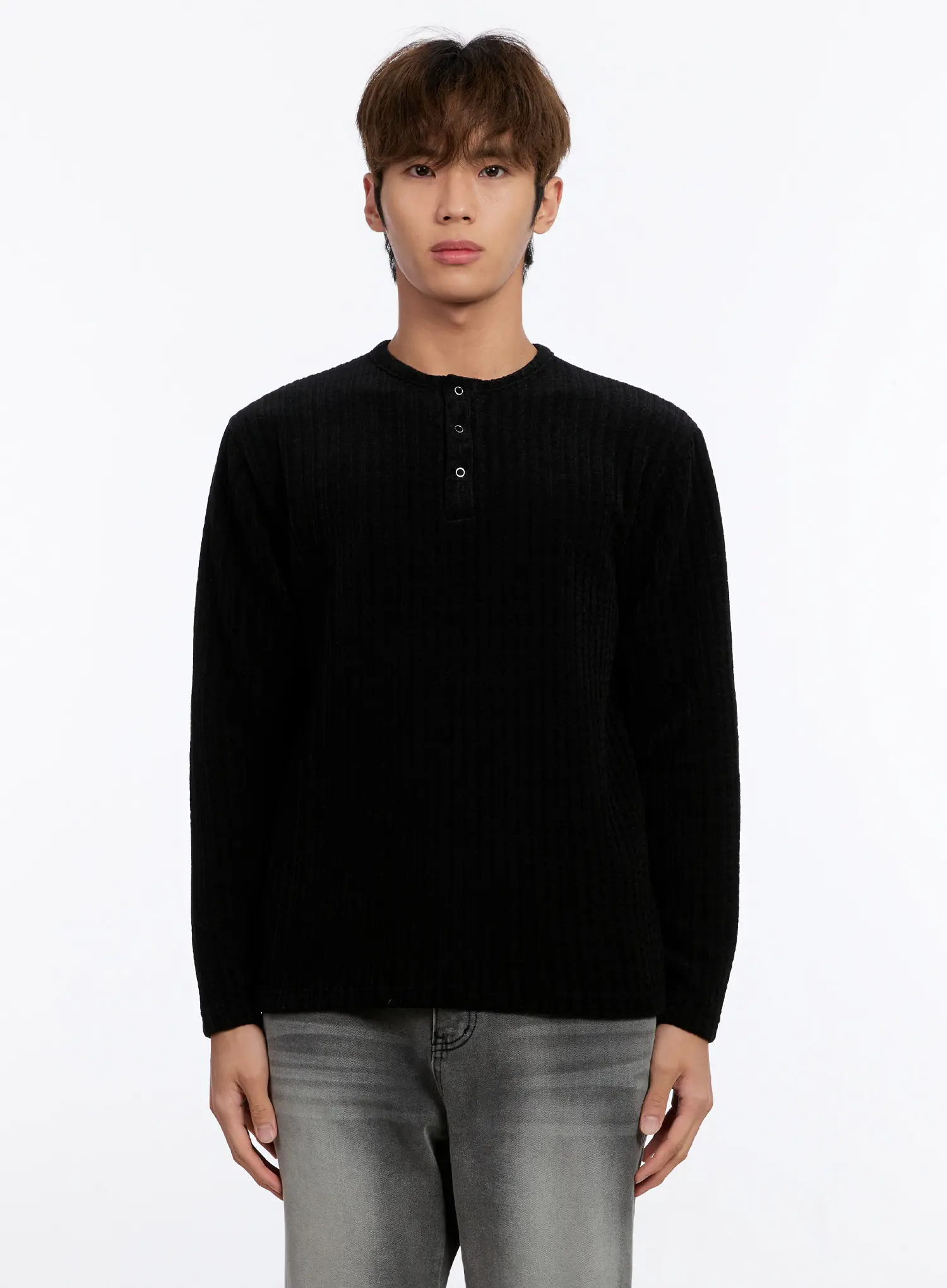 Men's Ribbed Henley Sweater IN528 - Image 10