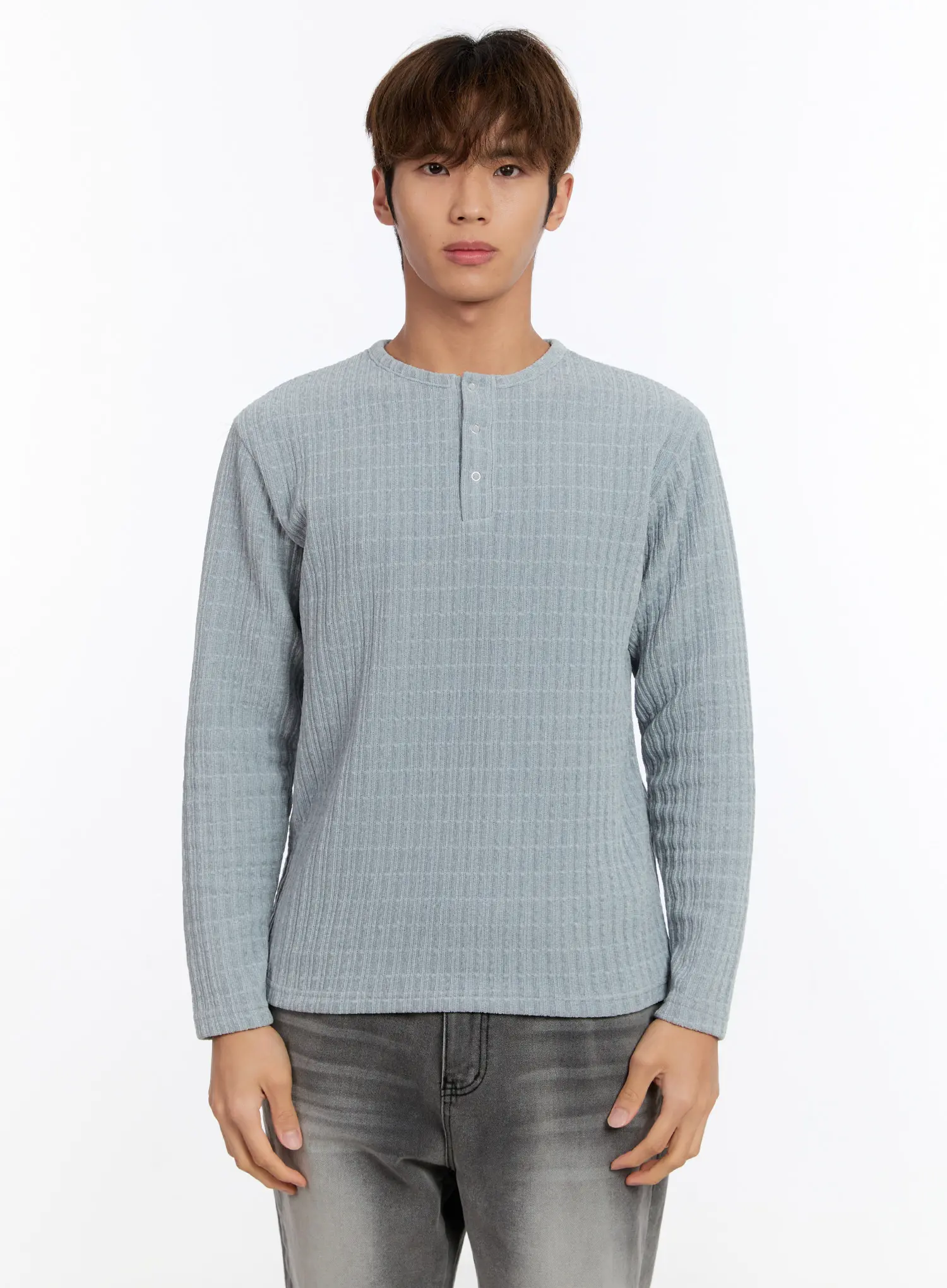 Men's Ribbed Henley Sweater IN528 - Image 12