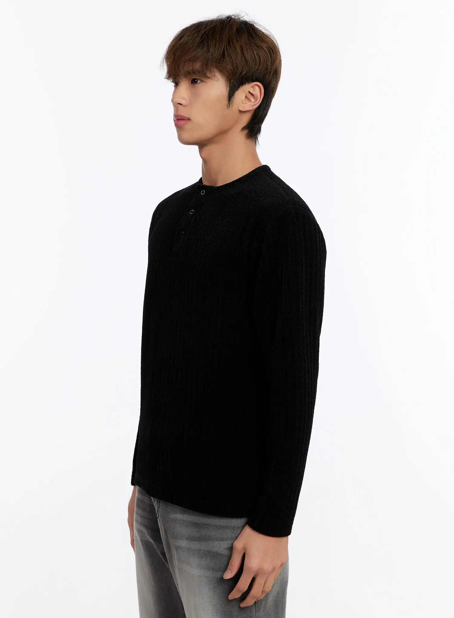 Men's Ribbed Henley Sweater IN528 - Image 4