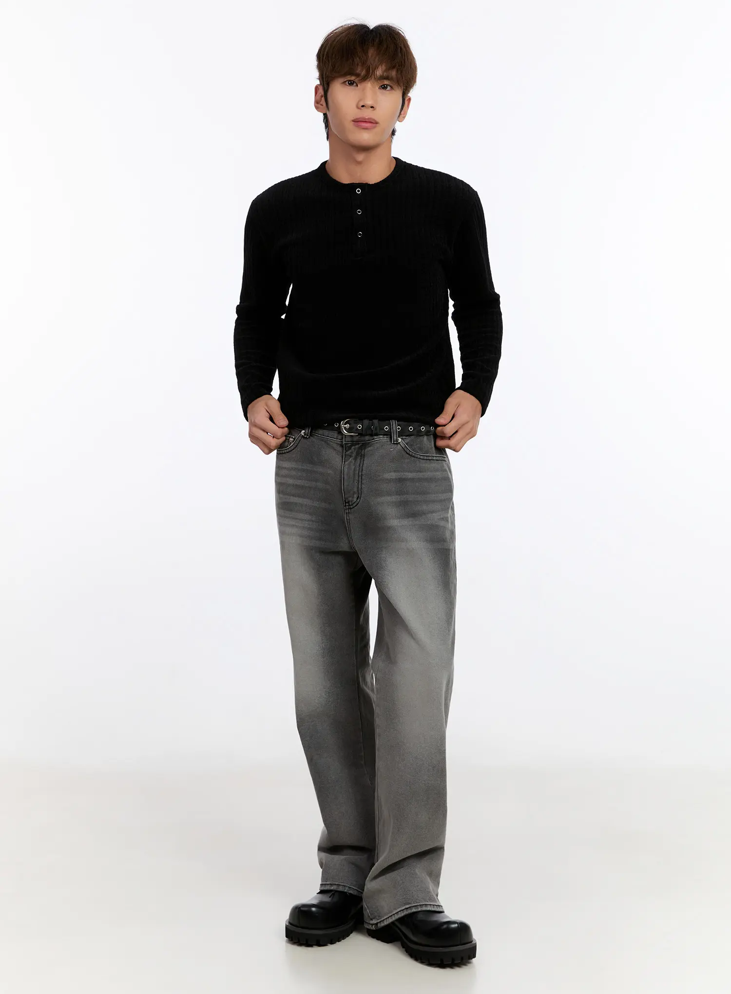 Men's Ribbed Henley Sweater IN528 - Image 8