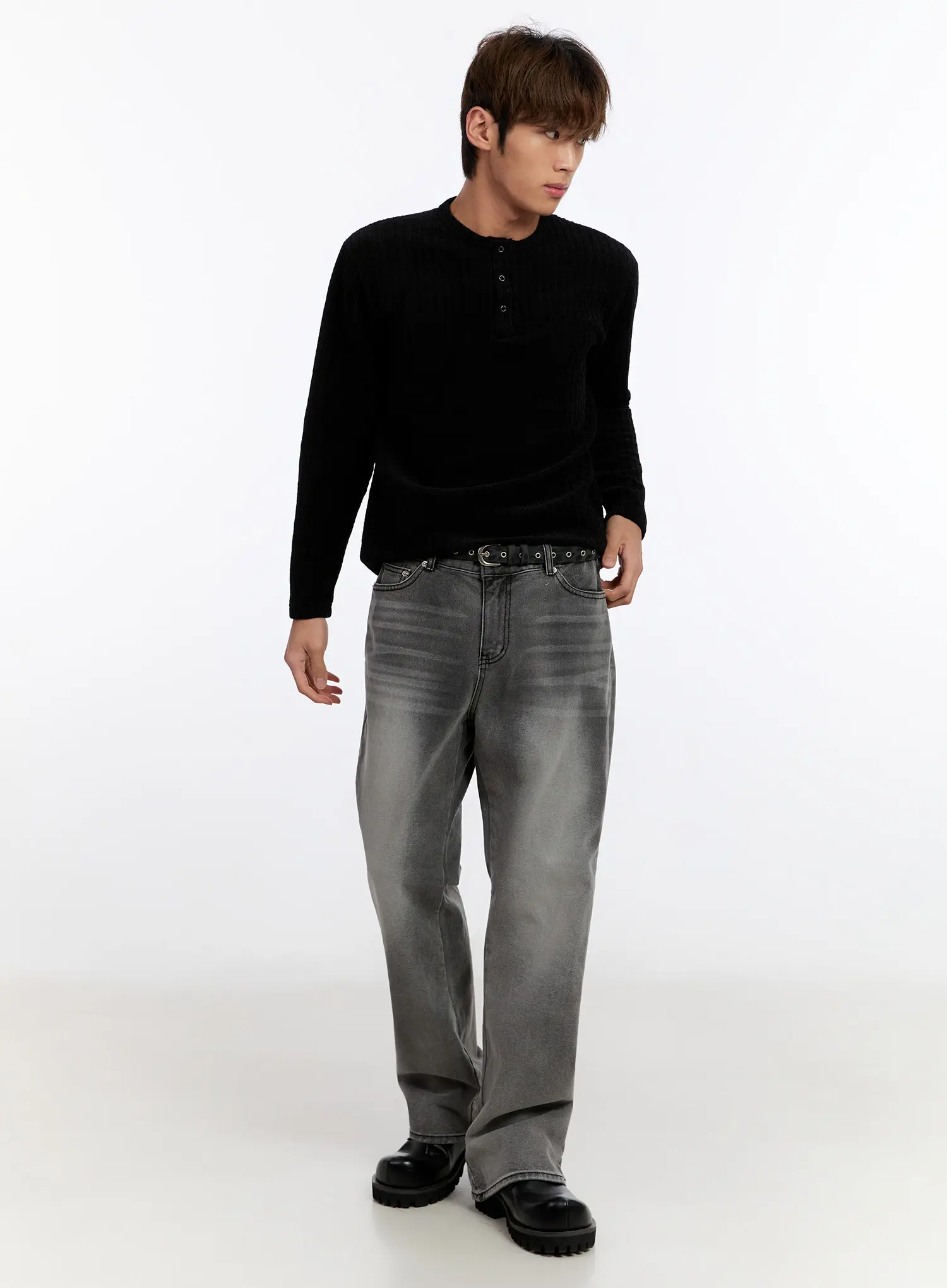 Men's Ribbed Henley Sweater IN528 - Image 9