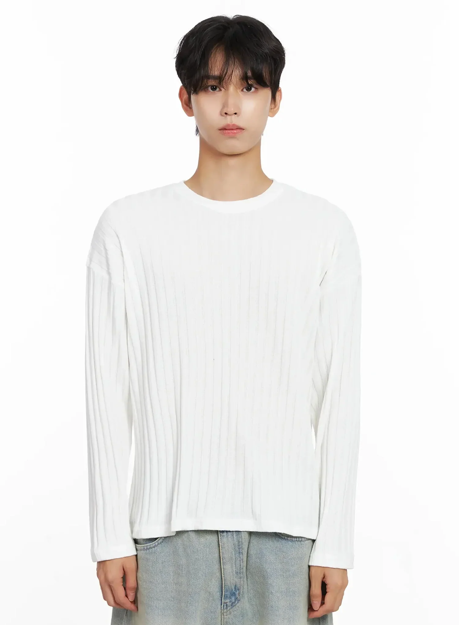 Men's Ribbed Knit Long Sleeve Shirt IO516 - Image 18