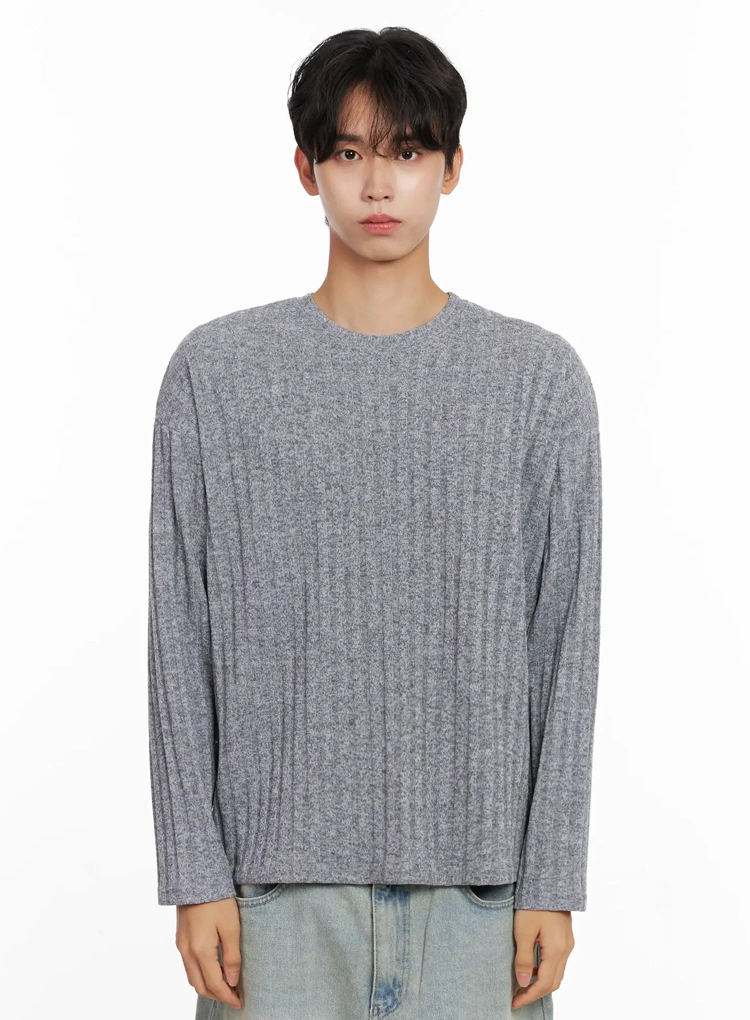 Men's Ribbed Knit Long Sleeve Shirt IO516 - Image 19