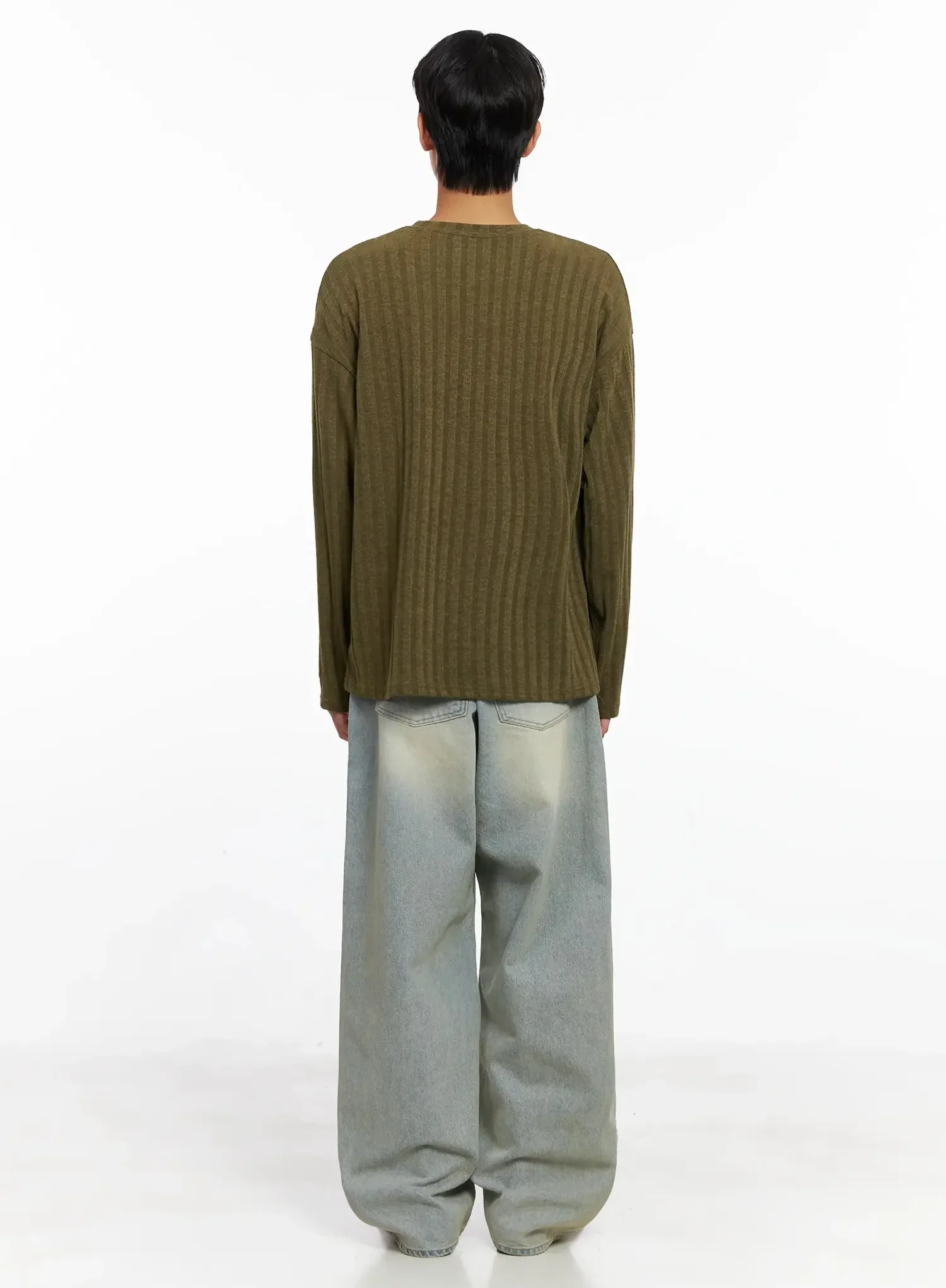 Men's Ribbed Knit Long Sleeve Shirt IO516 - Image 8