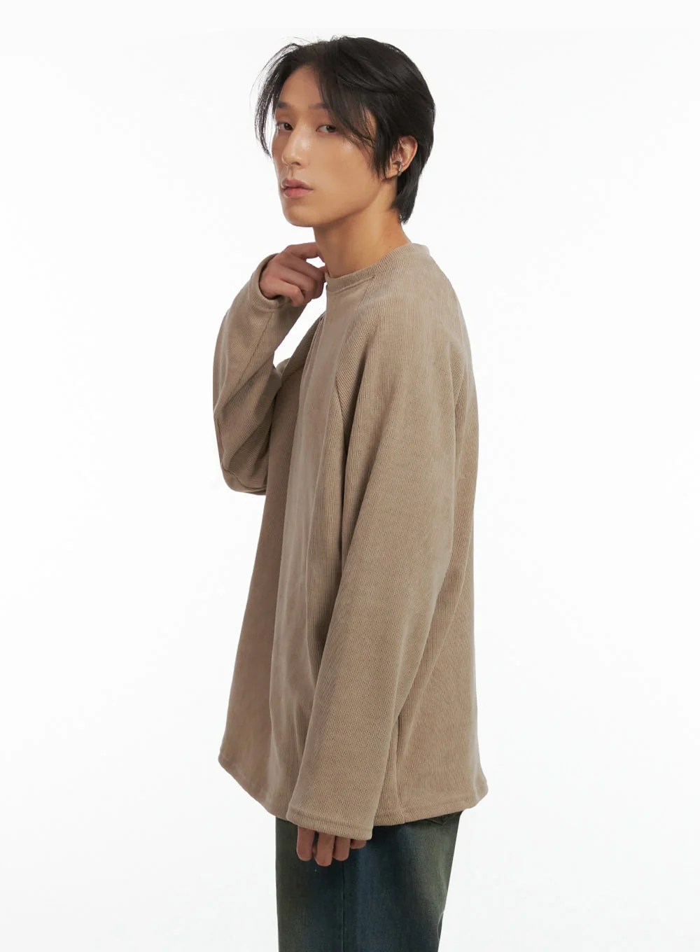 Men's Ribbed Raglan Long Sleeve Tee IO402 - Image 5
