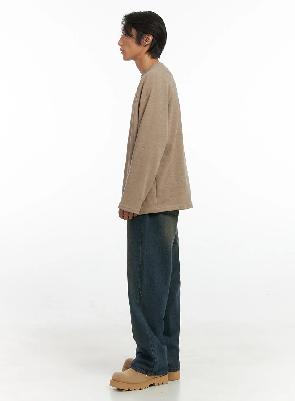 Men's Ribbed Raglan Long Sleeve Tee IO402 - Image 7