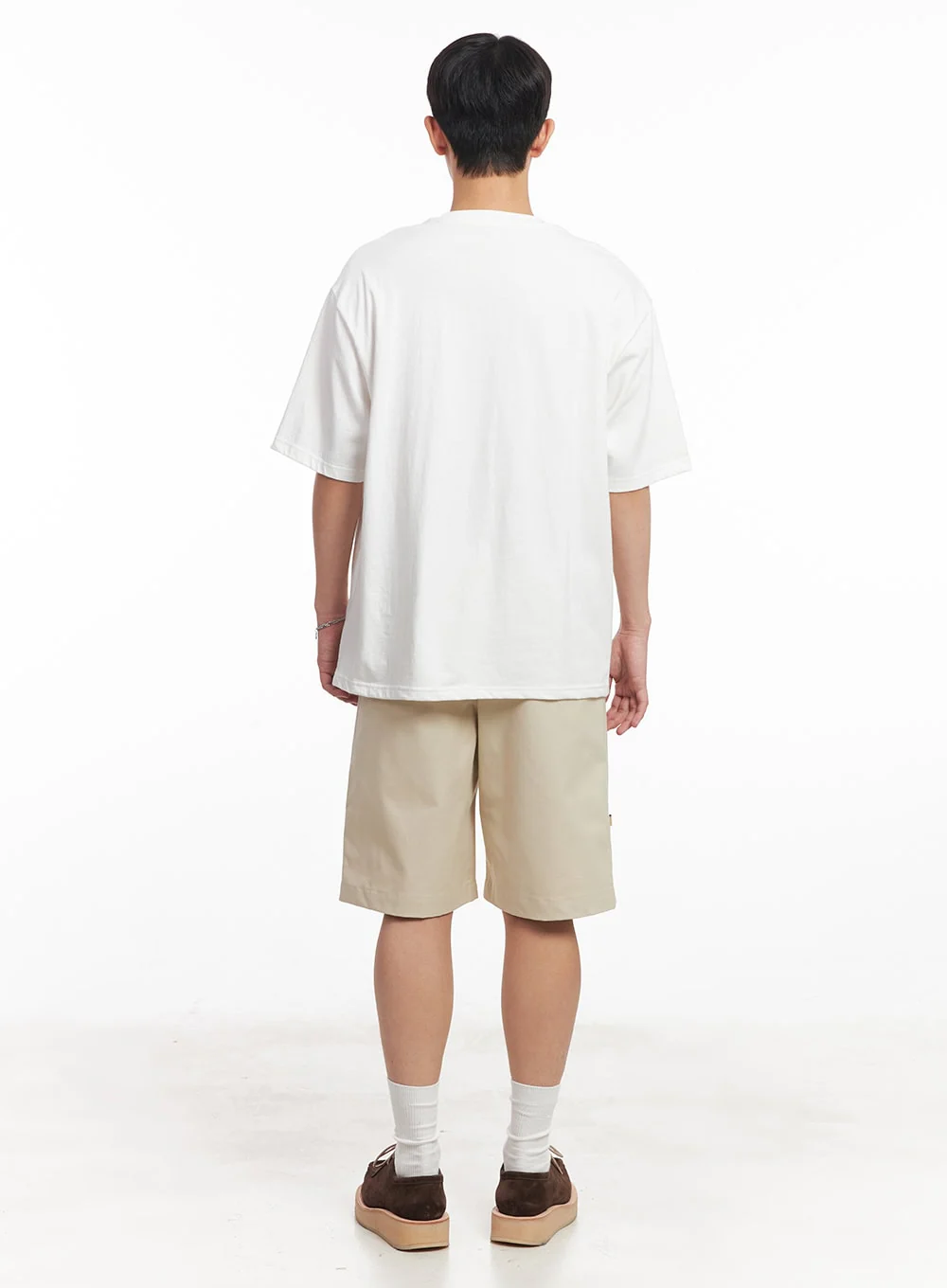 Men's Roll-Up Cotton Shorts (Light beige) IA529 - Image 12