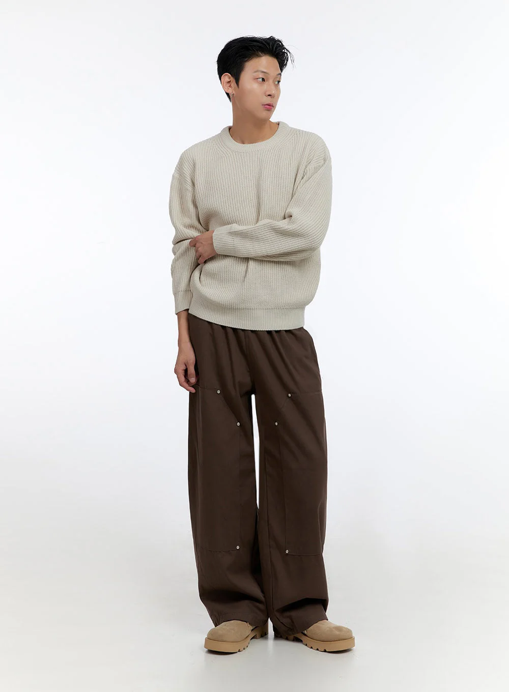 Men's Round Neck Knit Sweater IO428 - Image 2