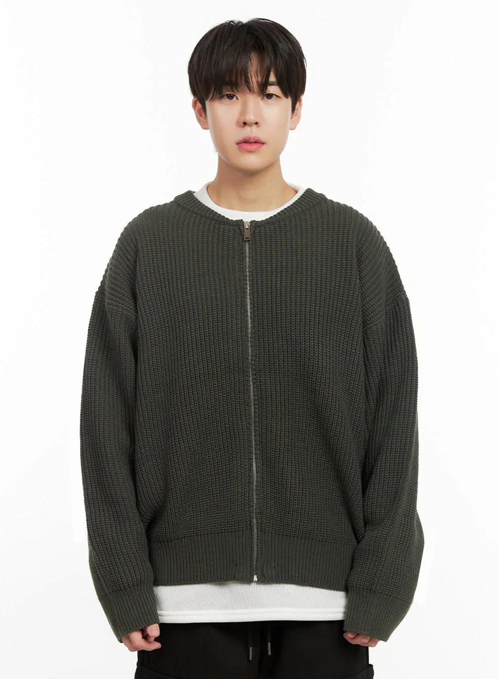 Men's Round Neck Zip-Up Sweater IJ517 - Image 13