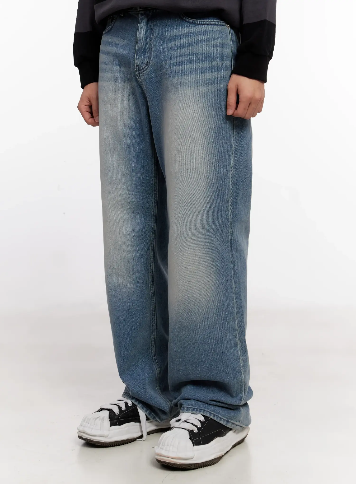 Men's Semi-Wide Denim Jeans (Light Blue) IO523 - Image 4
