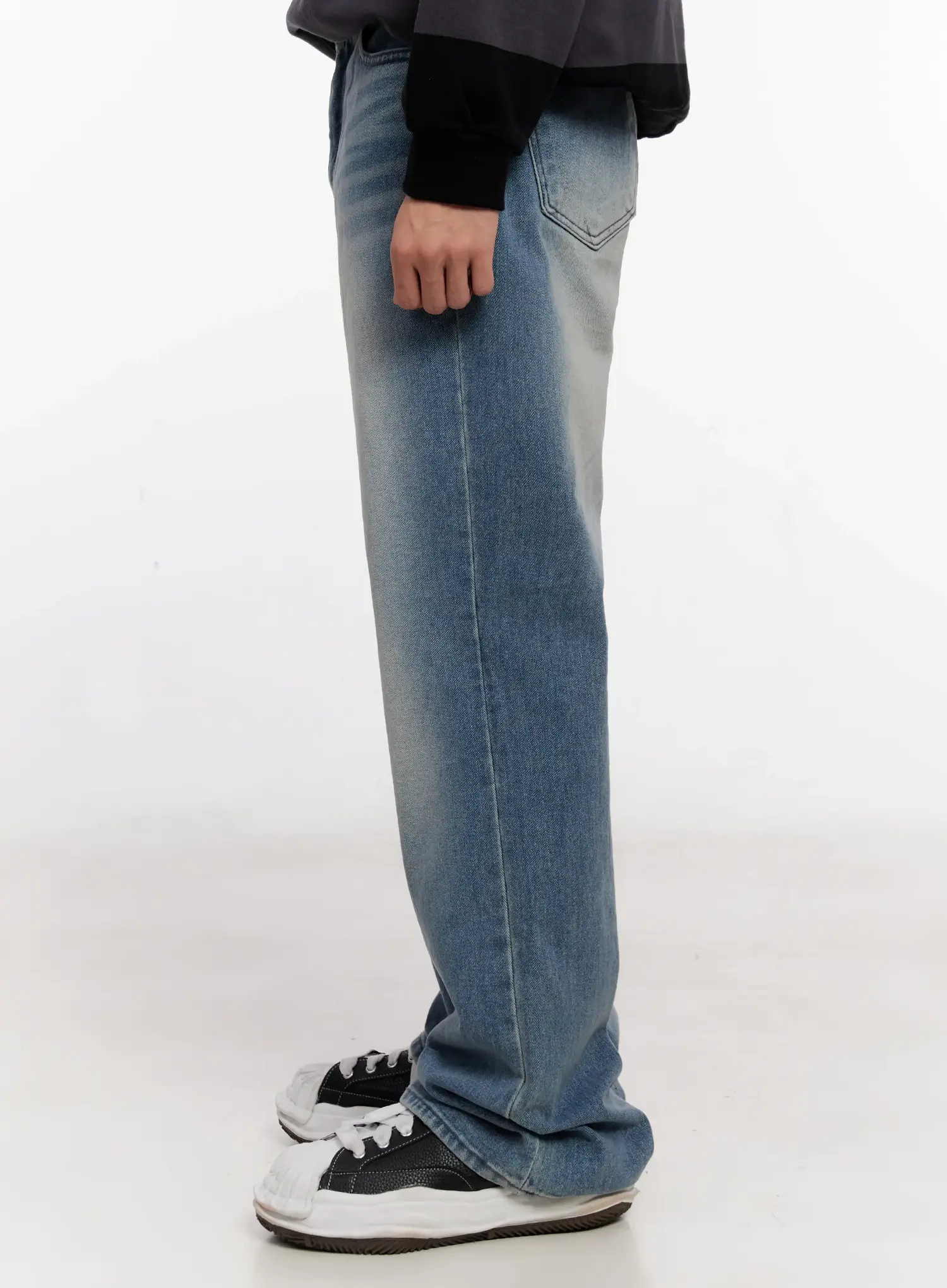 Men's Semi-Wide Denim Jeans (Light Blue) IO523 - Image 5