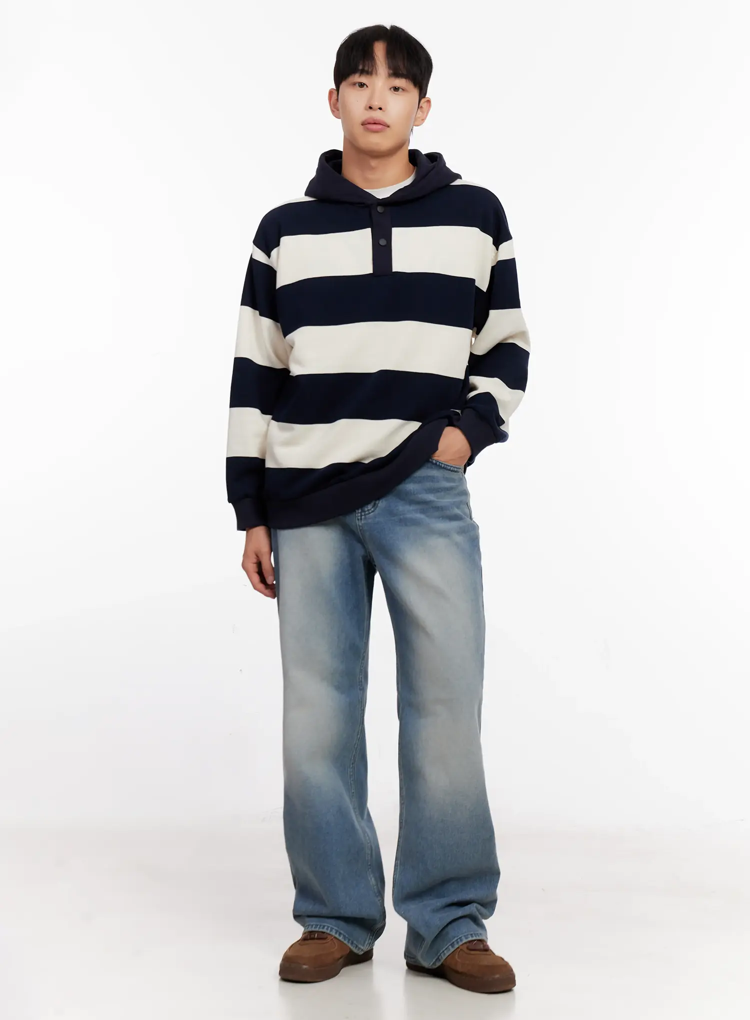 Men's Semi-Wide Denim Jeans (Light Blue) IO523 - Image 7