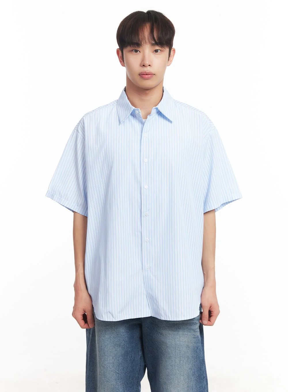 Men's Short Sleeve Buttoned Striped Shirt IA521 - Image 14