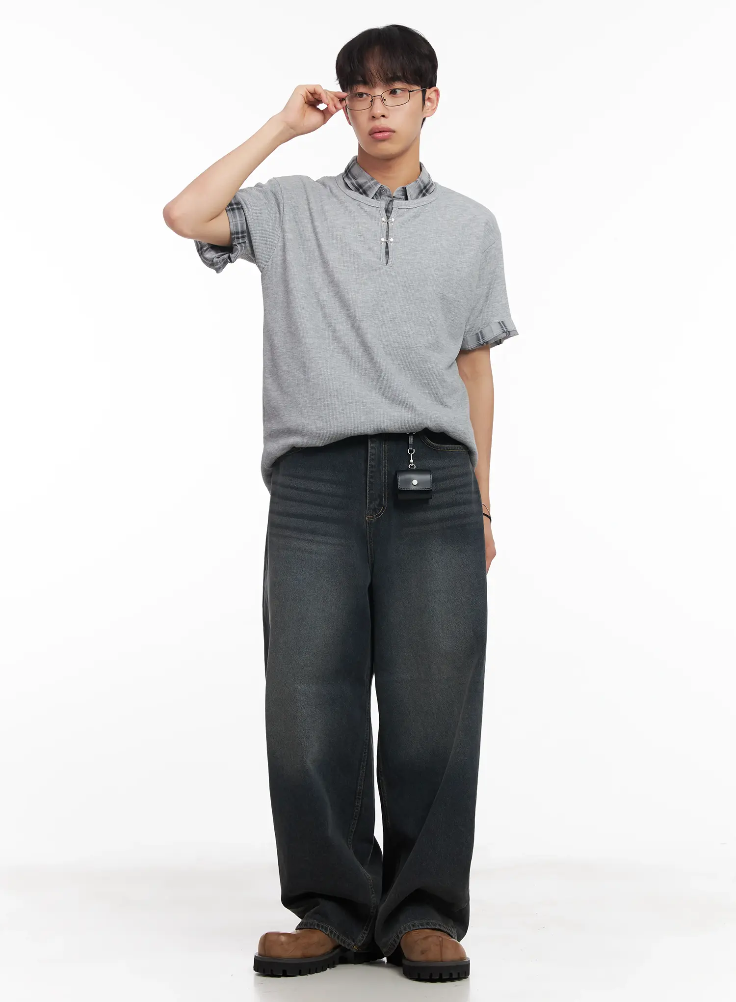 Men's Short-Sleeve Flannel Shirt IU519 - Image 10