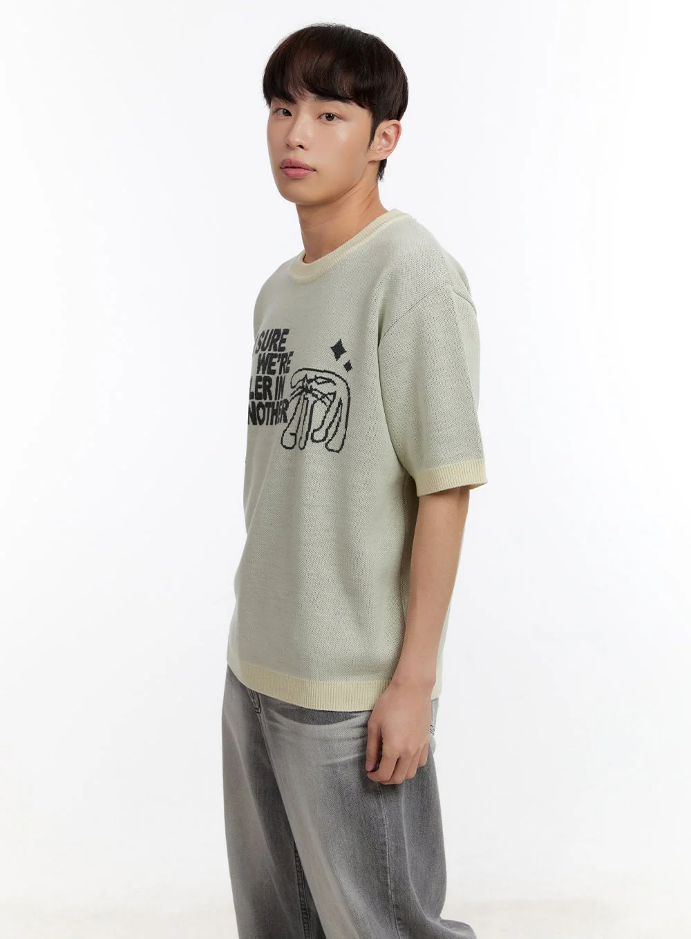 Men's Short Sleeve Graphic Sweater IA507 - Image 4