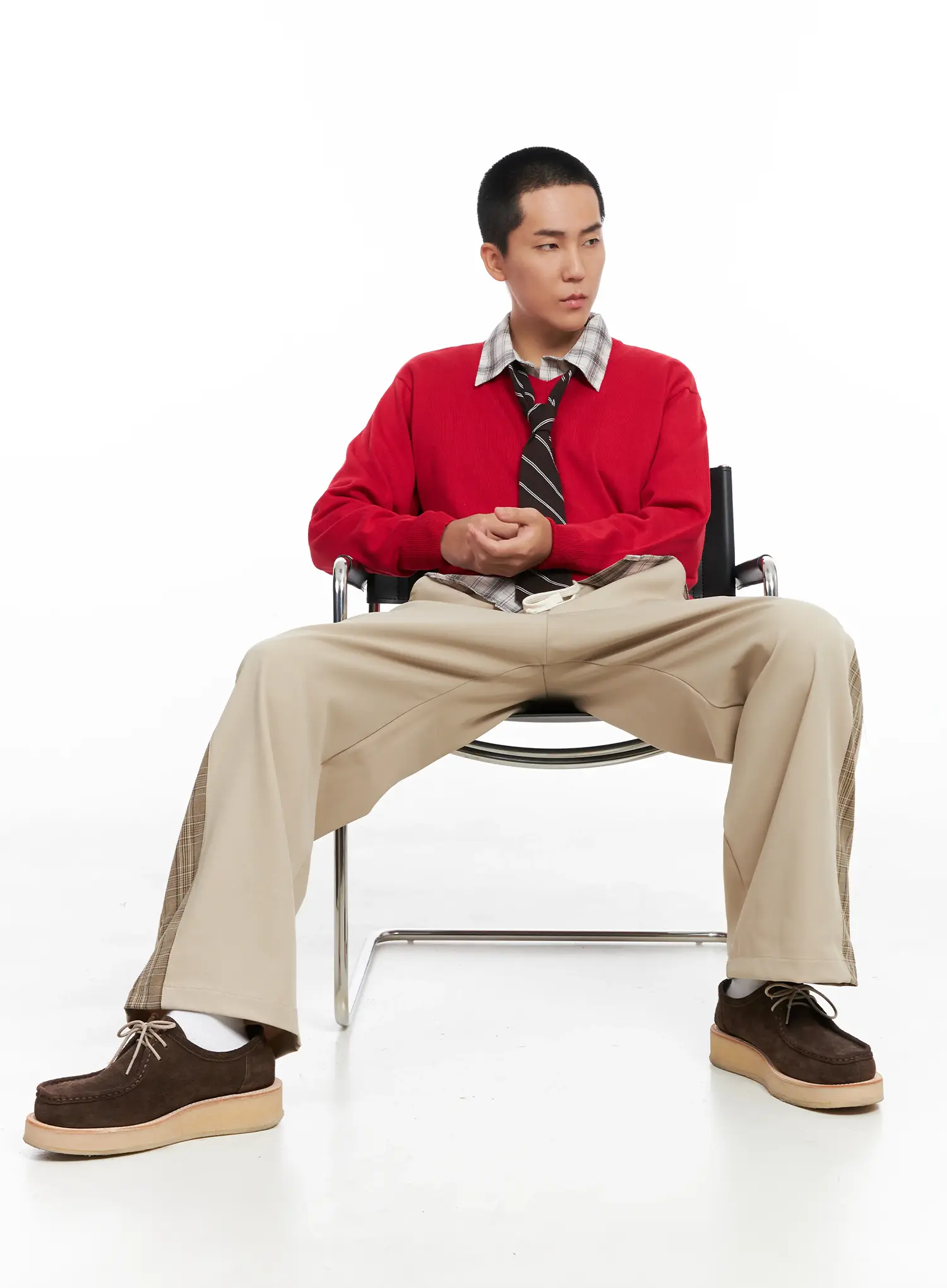 Men's Side Plaid Drawstring Pants IG529 - Image 14