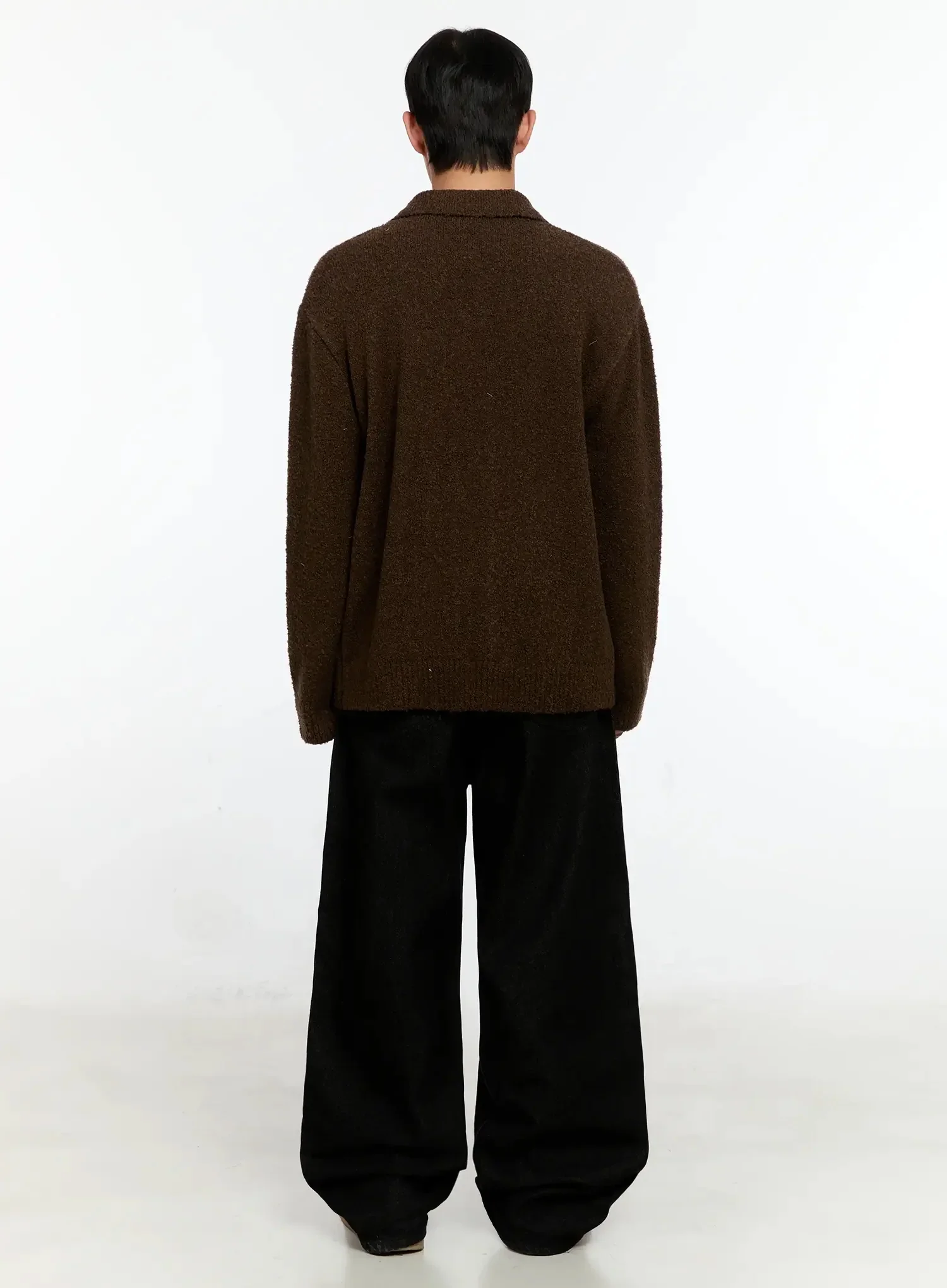 Men's Simple Wool Collar Cardigan IN525 - Image 10