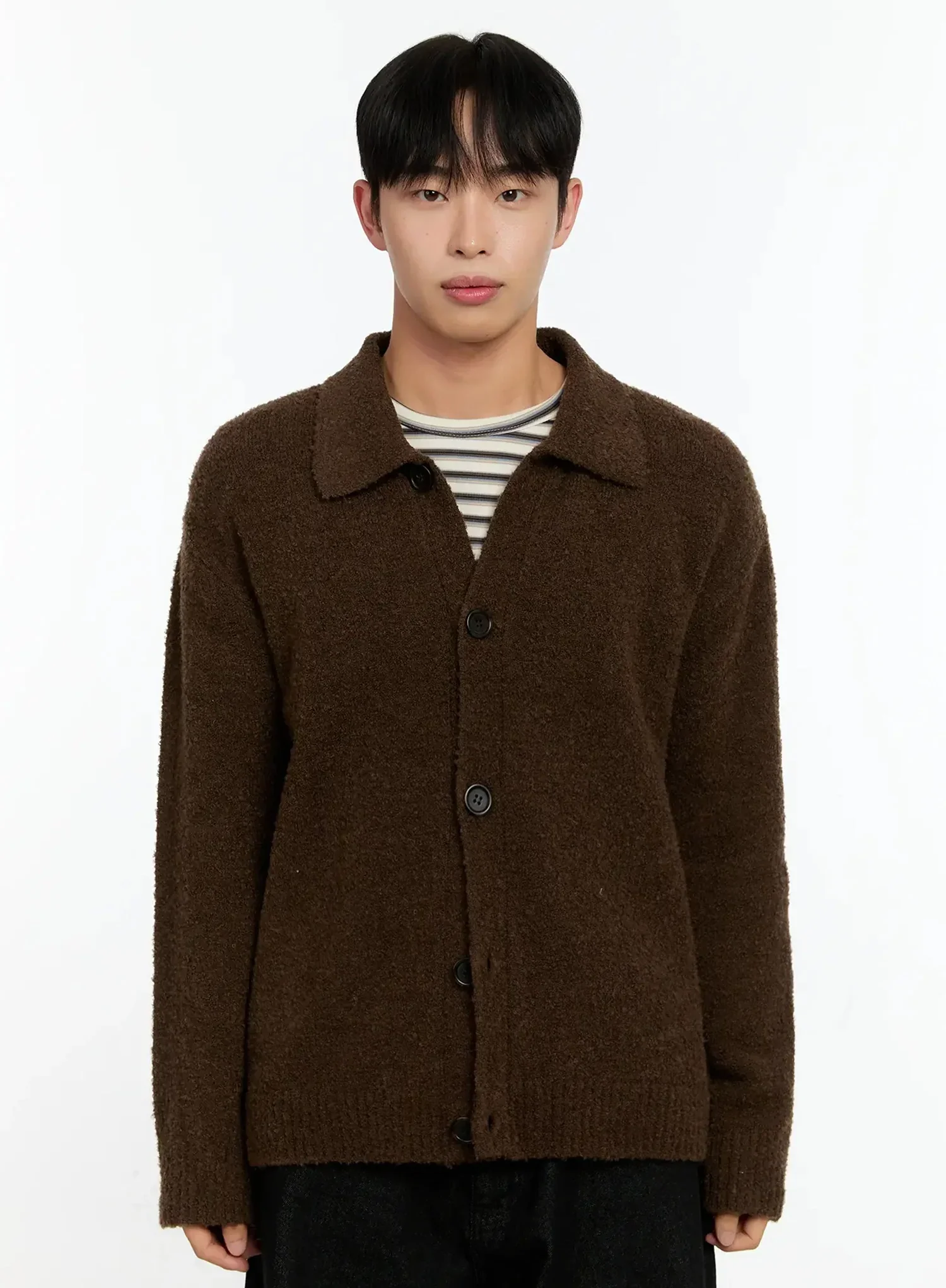 Men's Simple Wool Collar Cardigan IN525 - Image 13