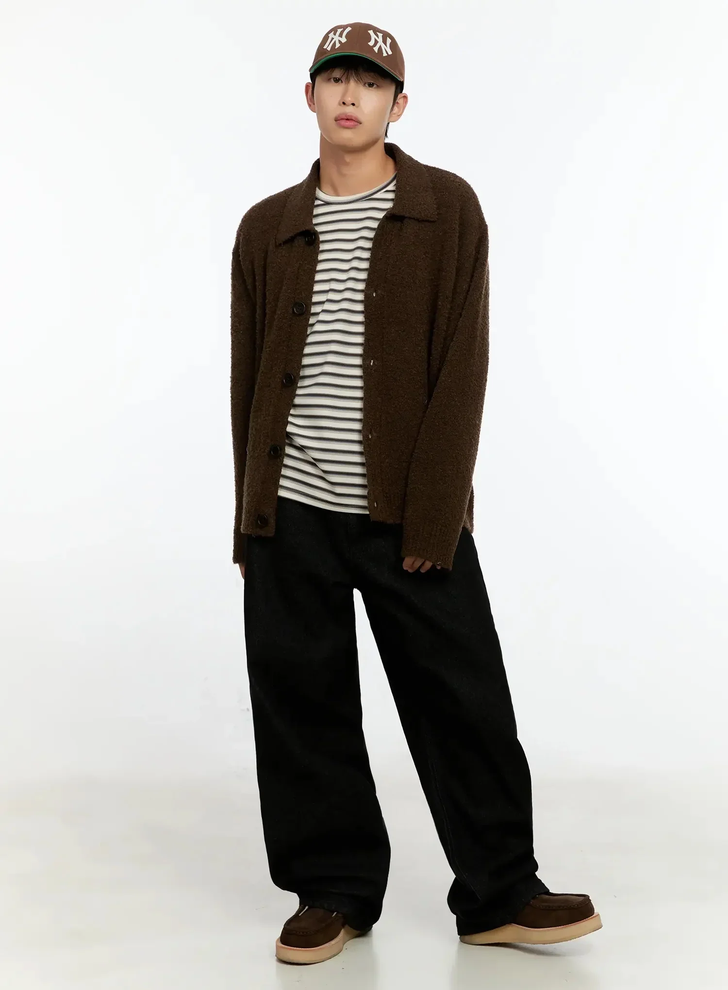 Men's Simple Wool Collar Cardigan IN525 - Image 2