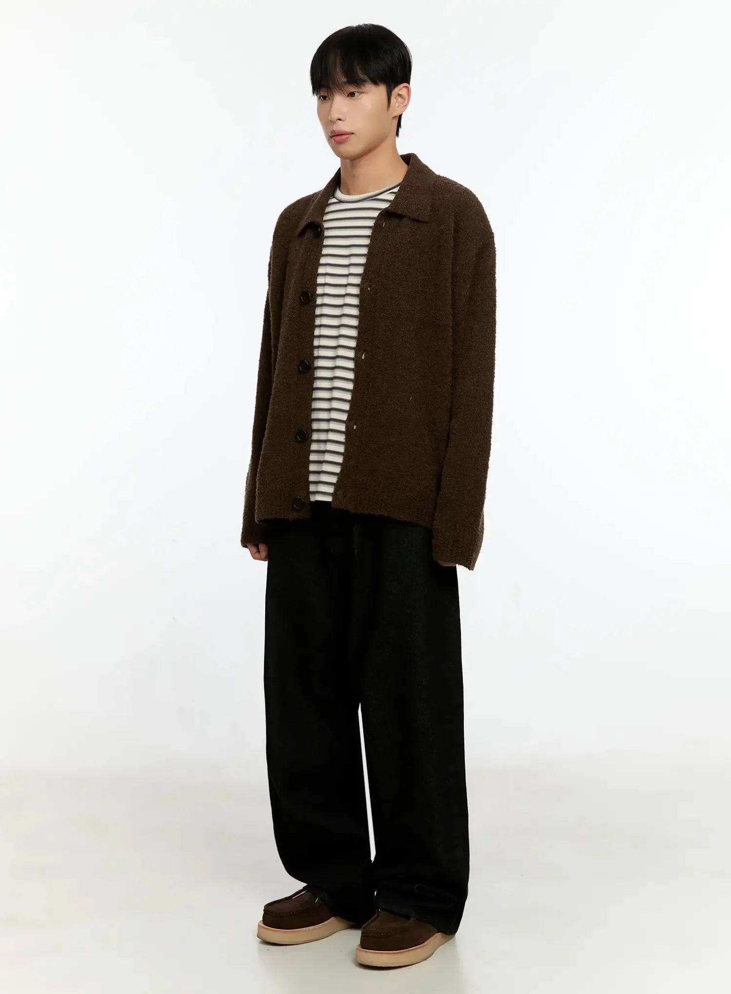 Men's Simple Wool Collar Cardigan IN525 - Image 8