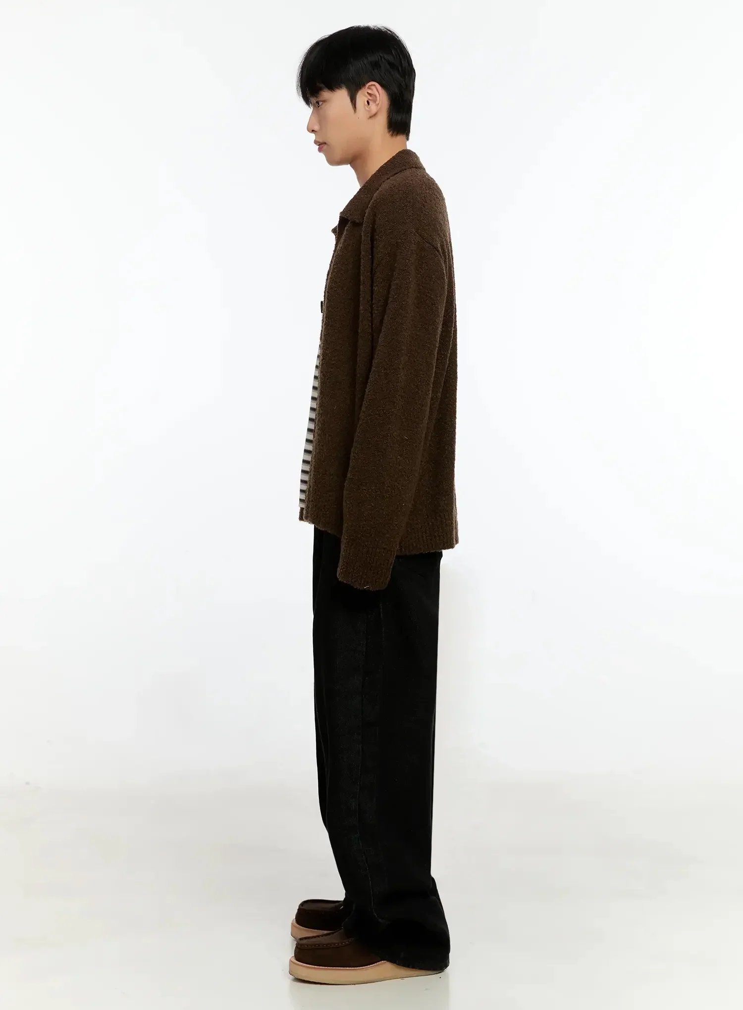 Men's Simple Wool Collar Cardigan IN525 - Image 9