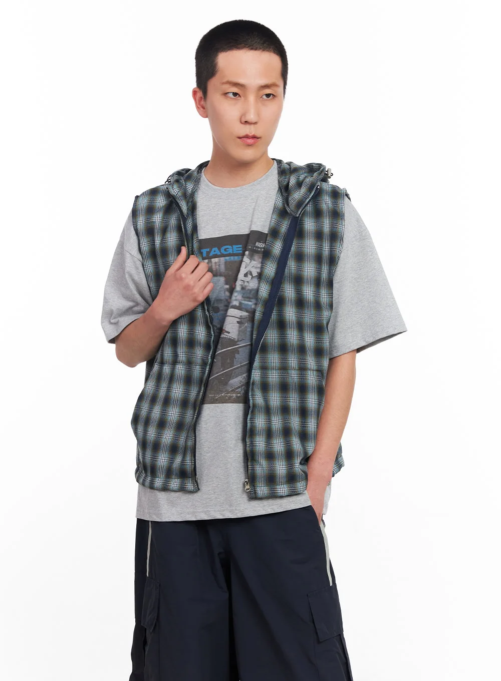 Men's Sleeveless Plaid Vest IU512 - Image 4