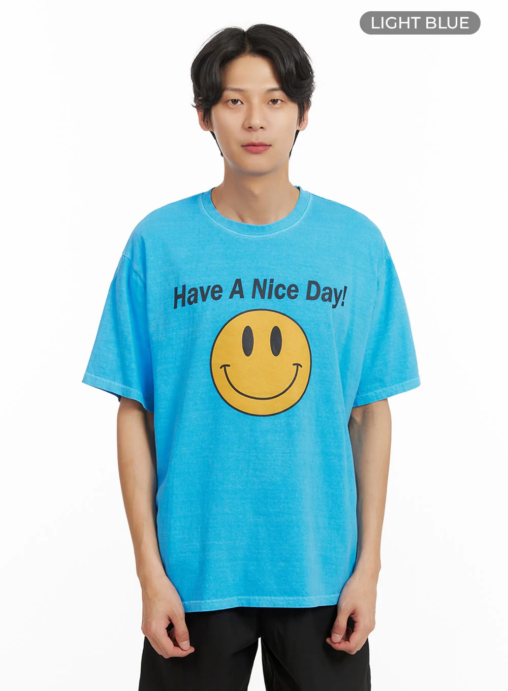 Men's Smile Graphic Lettering T-Shirt IY416 - Image 8