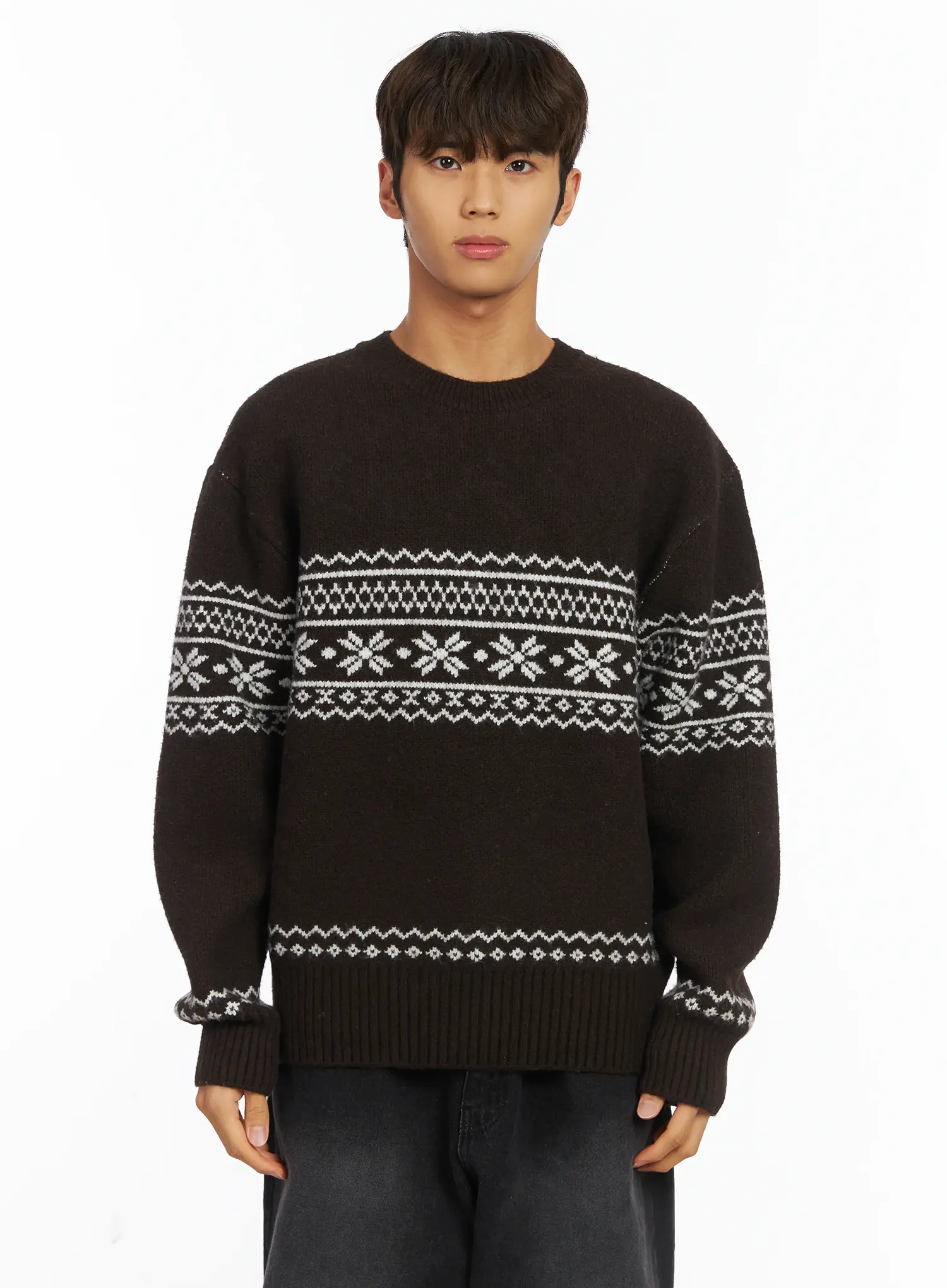 Men's Snowflake Knit Sweater IJ514 - Image 10