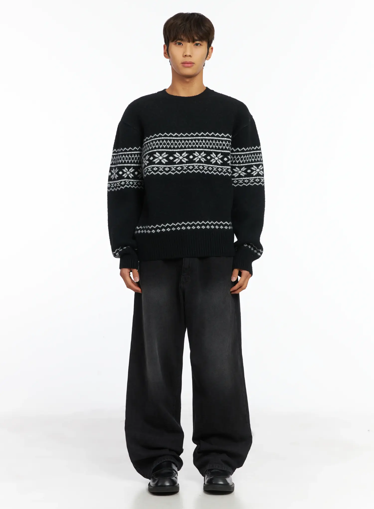 Men's Snowflake Knit Sweater IJ514 - Image 3