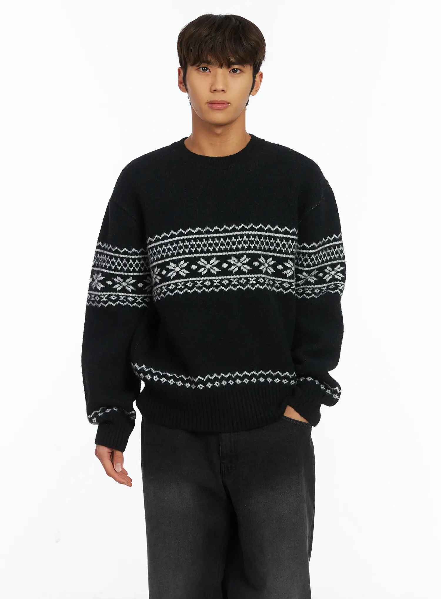 Men's Snowflake Knit Sweater IJ514 - Image 6