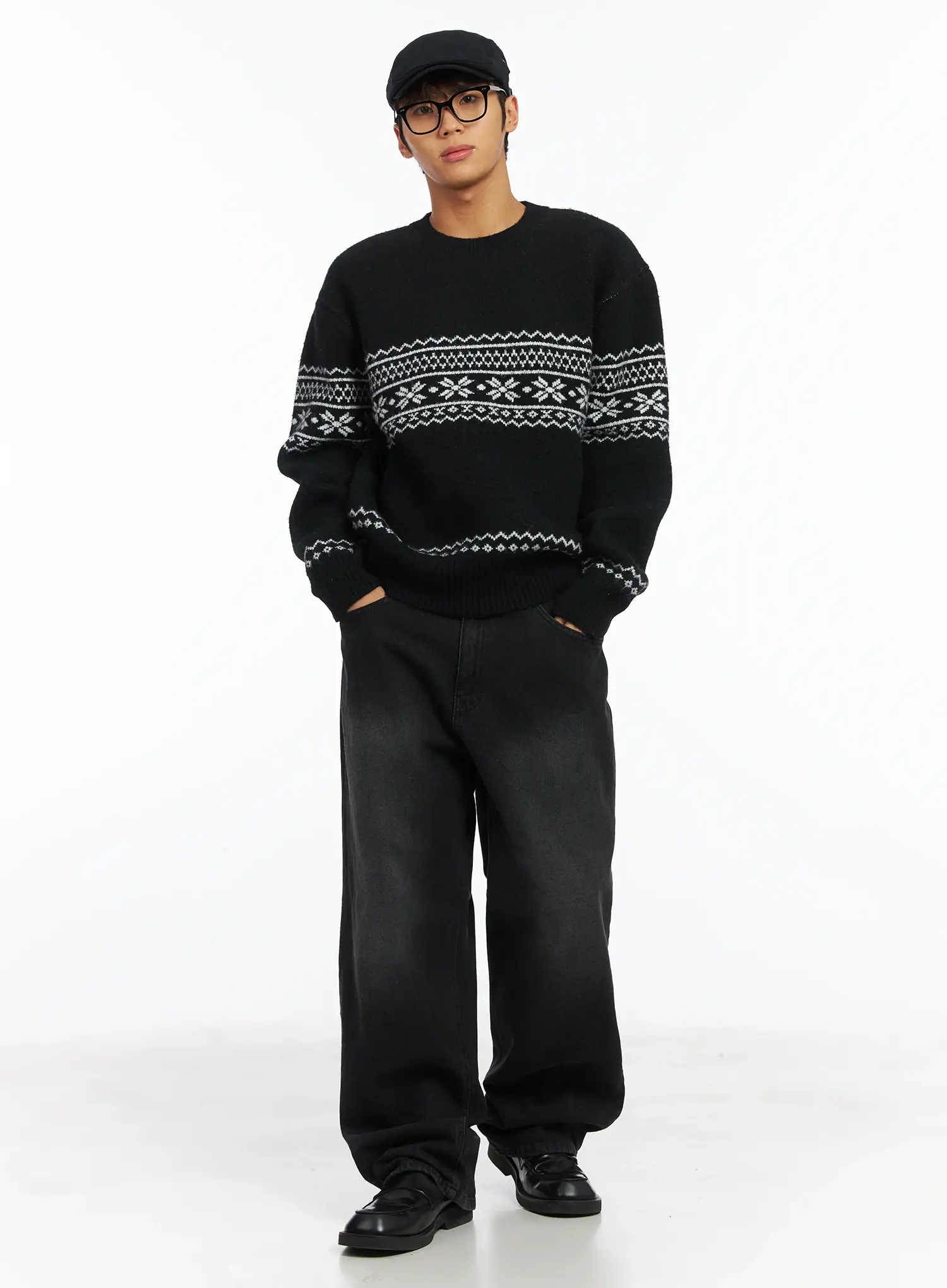 Men's Snowflake Knit Sweater IJ514 - Image 7
