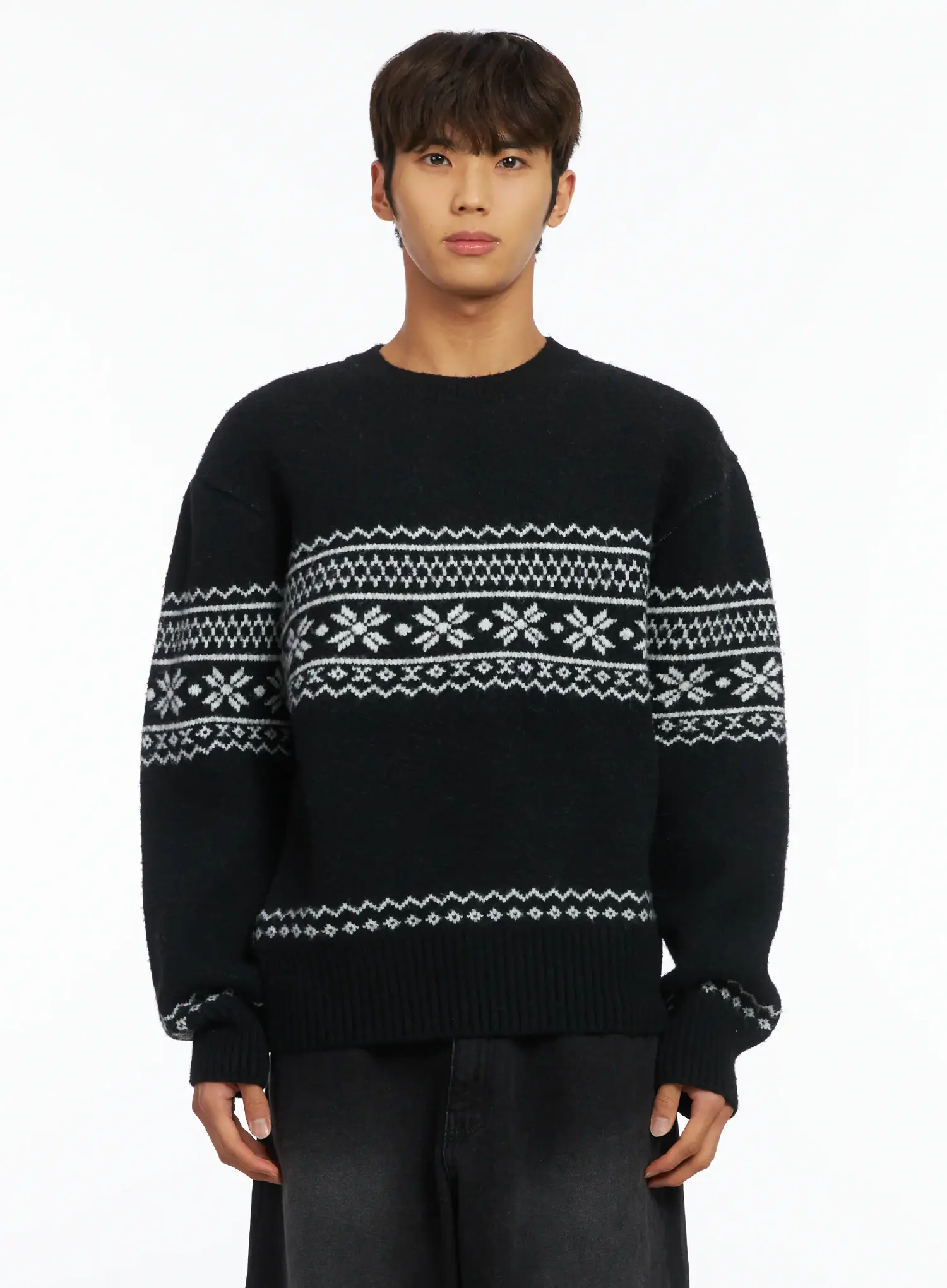Men's Snowflake Knit Sweater IJ514 - Image 8