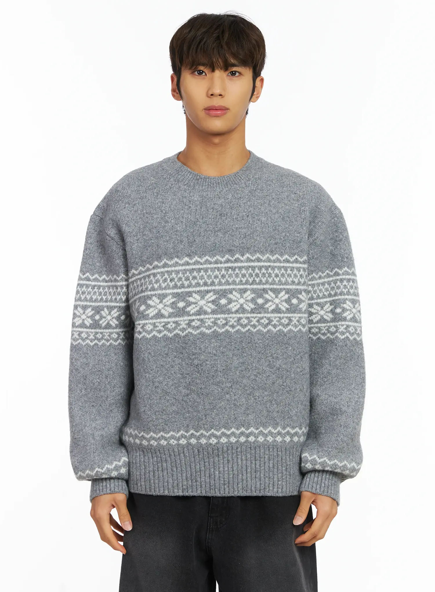 Men's Snowflake Knit Sweater IJ514 - Image 9