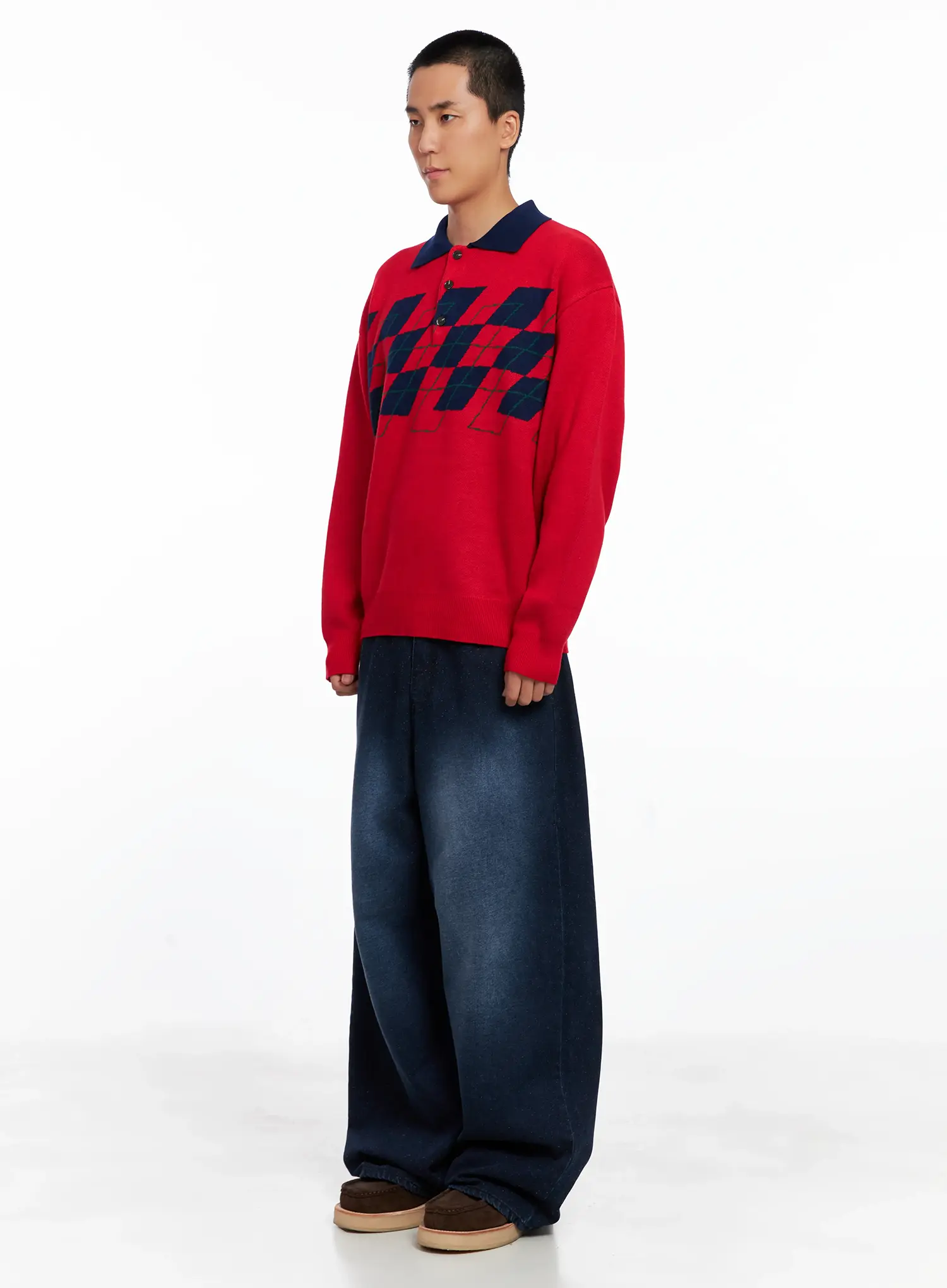 Men's Snowflake Print Wide Jeans IS510 - Image 7