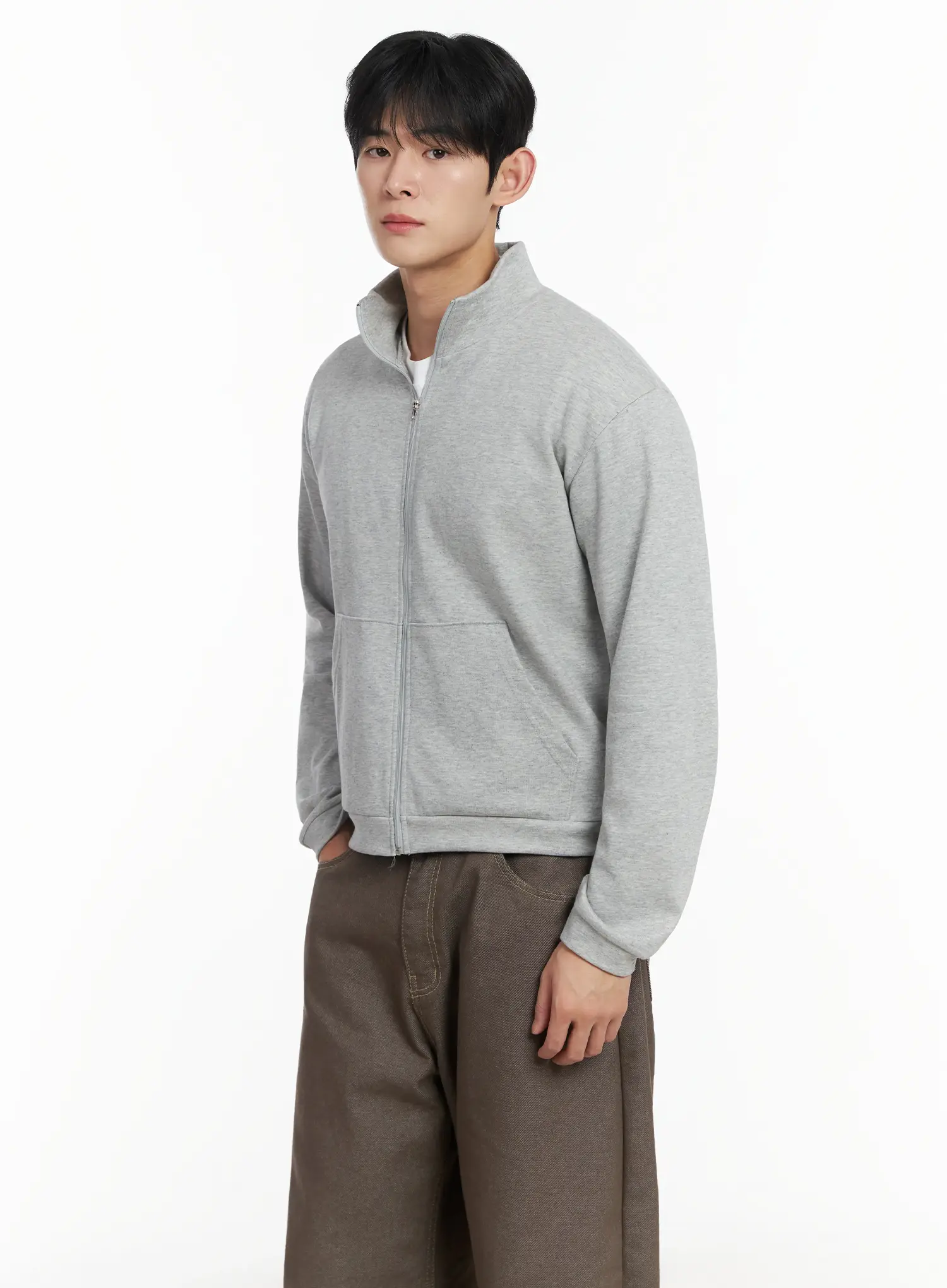 Men's Soft Basic Collared Zip-Up Jacket IF516 - Image 8