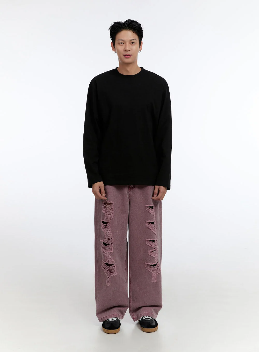 Men's Soft Round Neck Long Sleeve T-Shirt IO428 - Image 8