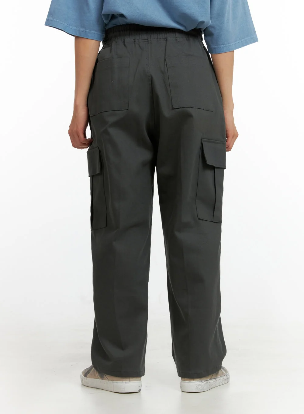 Men's Solid Cargo Pants (Dark Gray) IU414 - Image 6