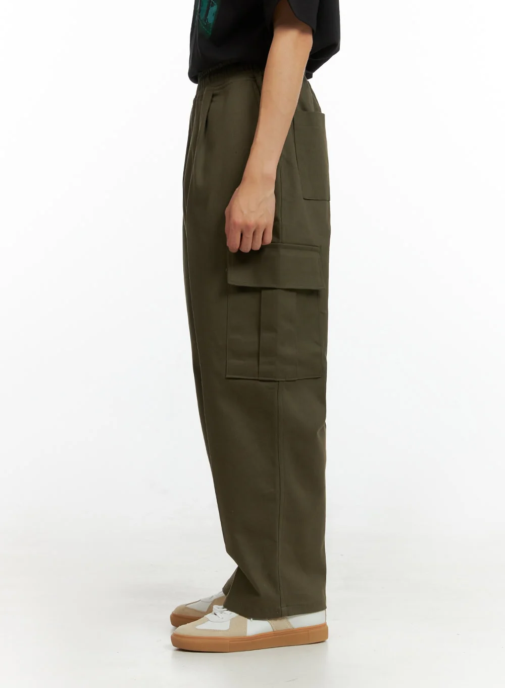 Men's Solid Cargo Pants (Dark Green) IU412 - Image 5
